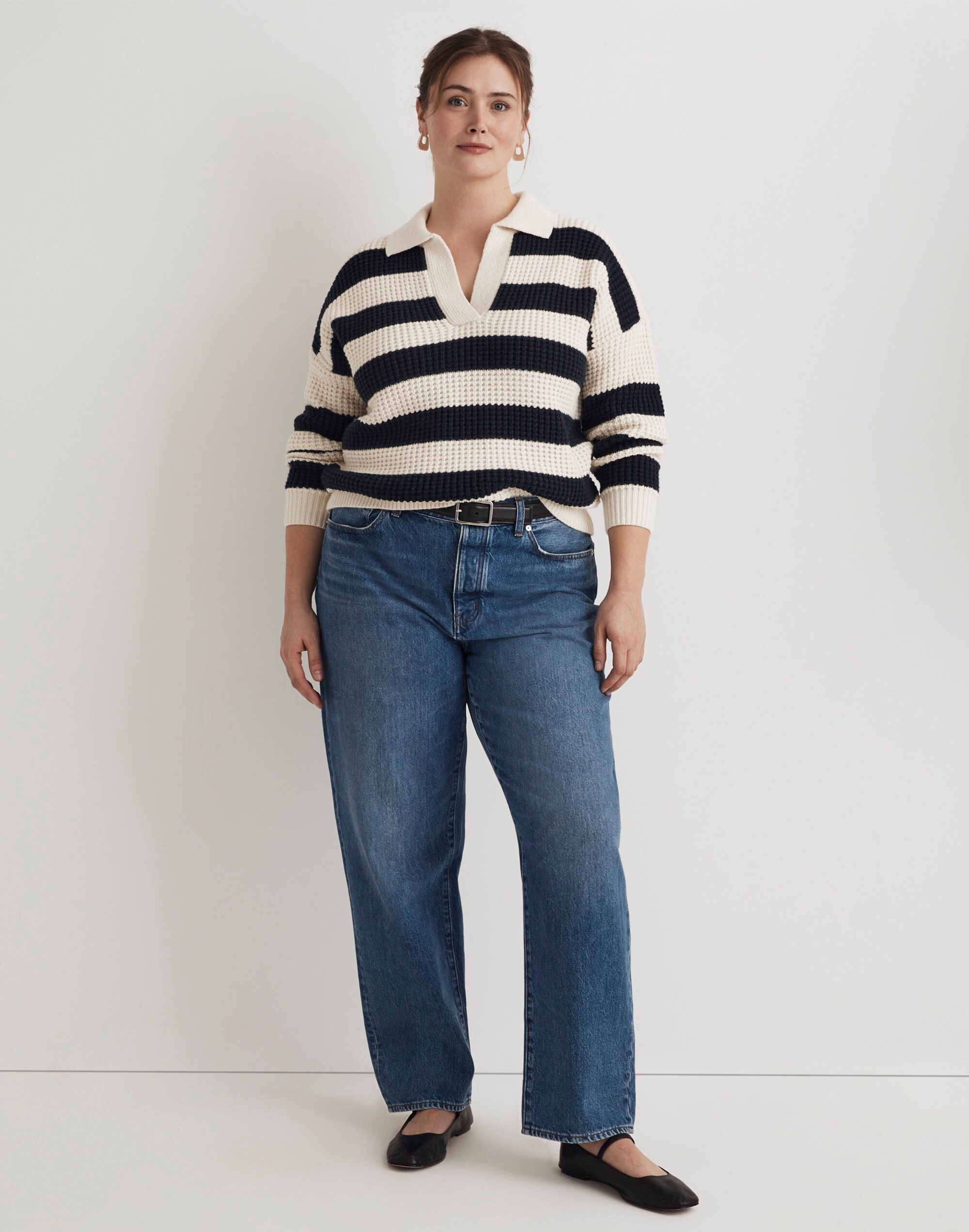 Plus Waffle-Knit Henley Sweater