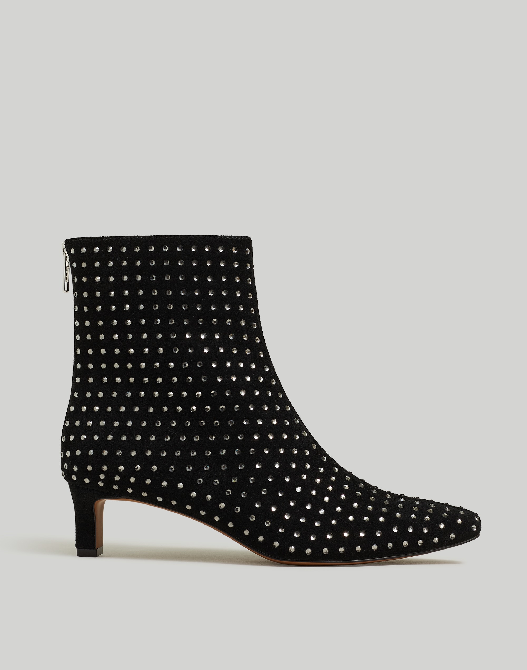 The Dimes Kitten-Heel Boot Crystal-Embellished Suede