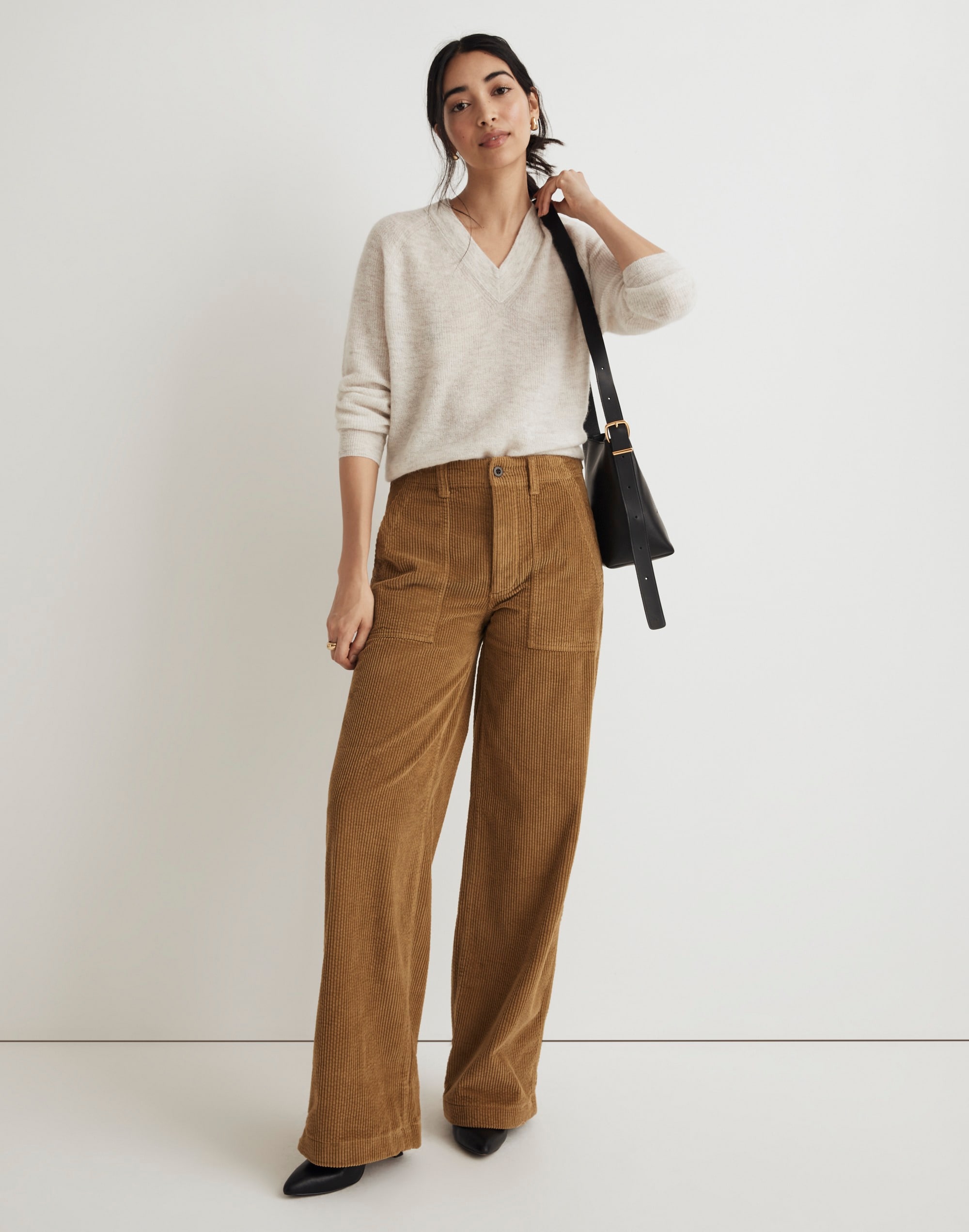 Griff Superwide-Leg Fatigue Cargo Pants in Garment-Dyed Corduroy in spiced olive image 1