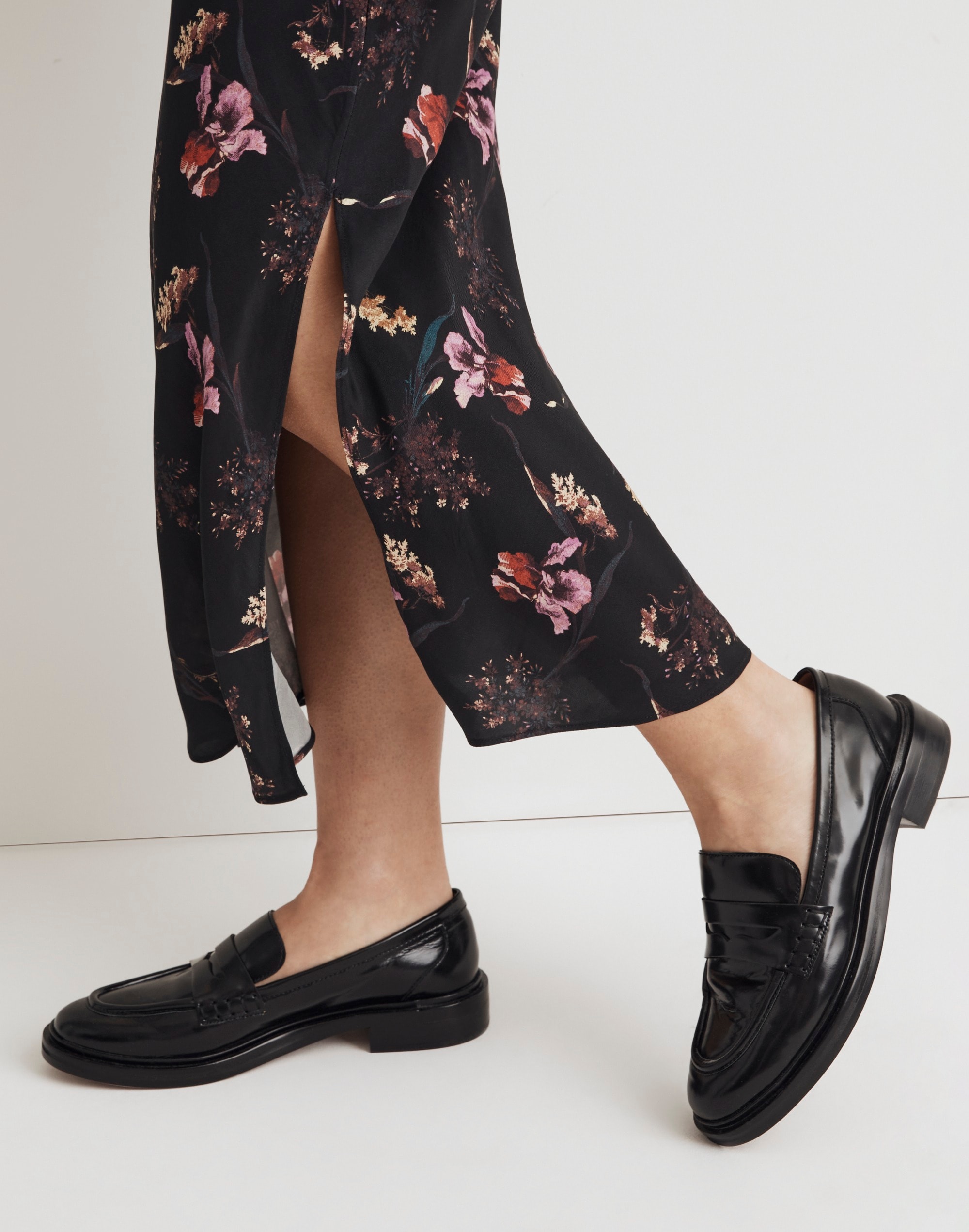 The Layton Midi Slip Skirt in Floral Cupro-Blend