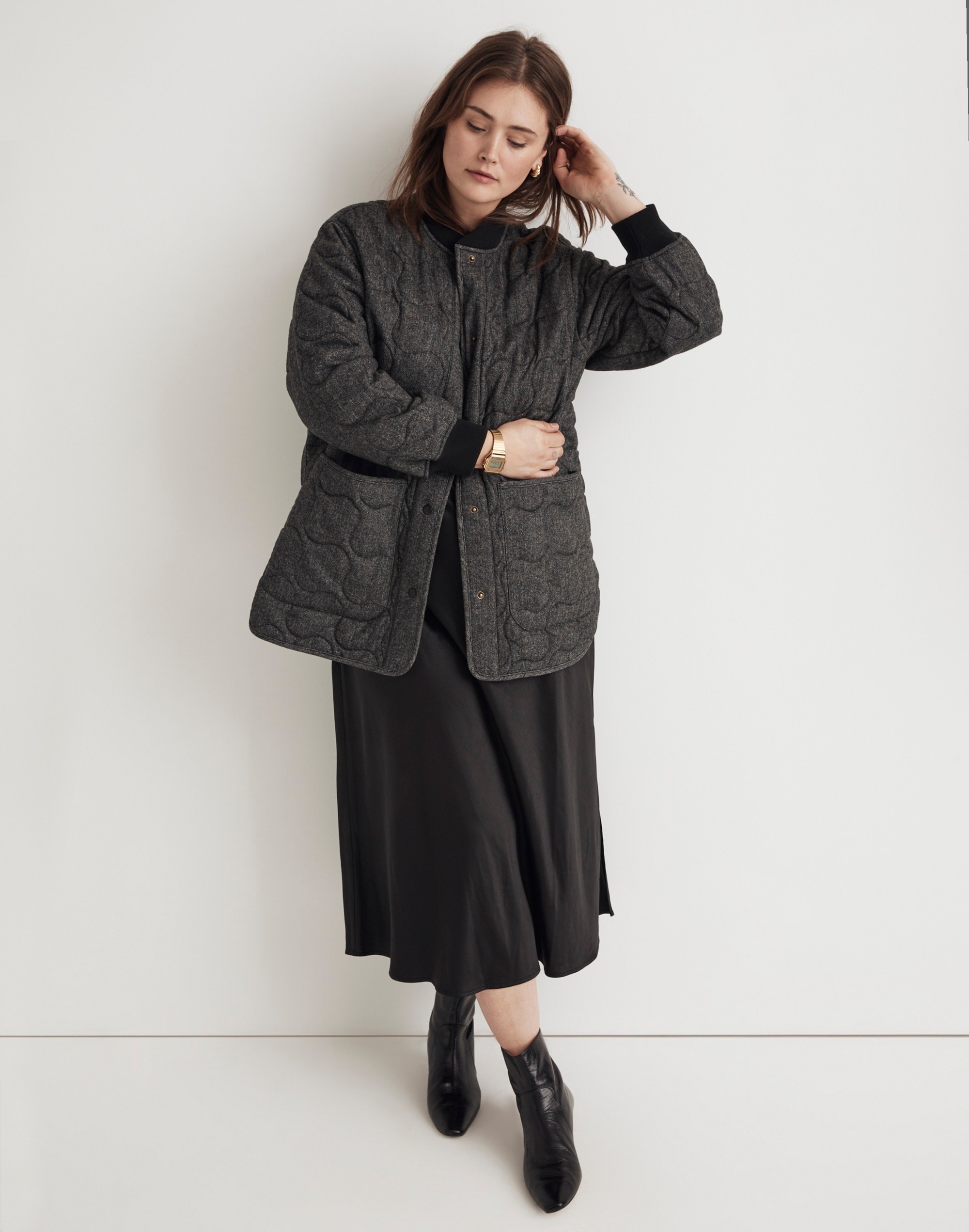 Plus Quilted Oversized Bomber Jacket