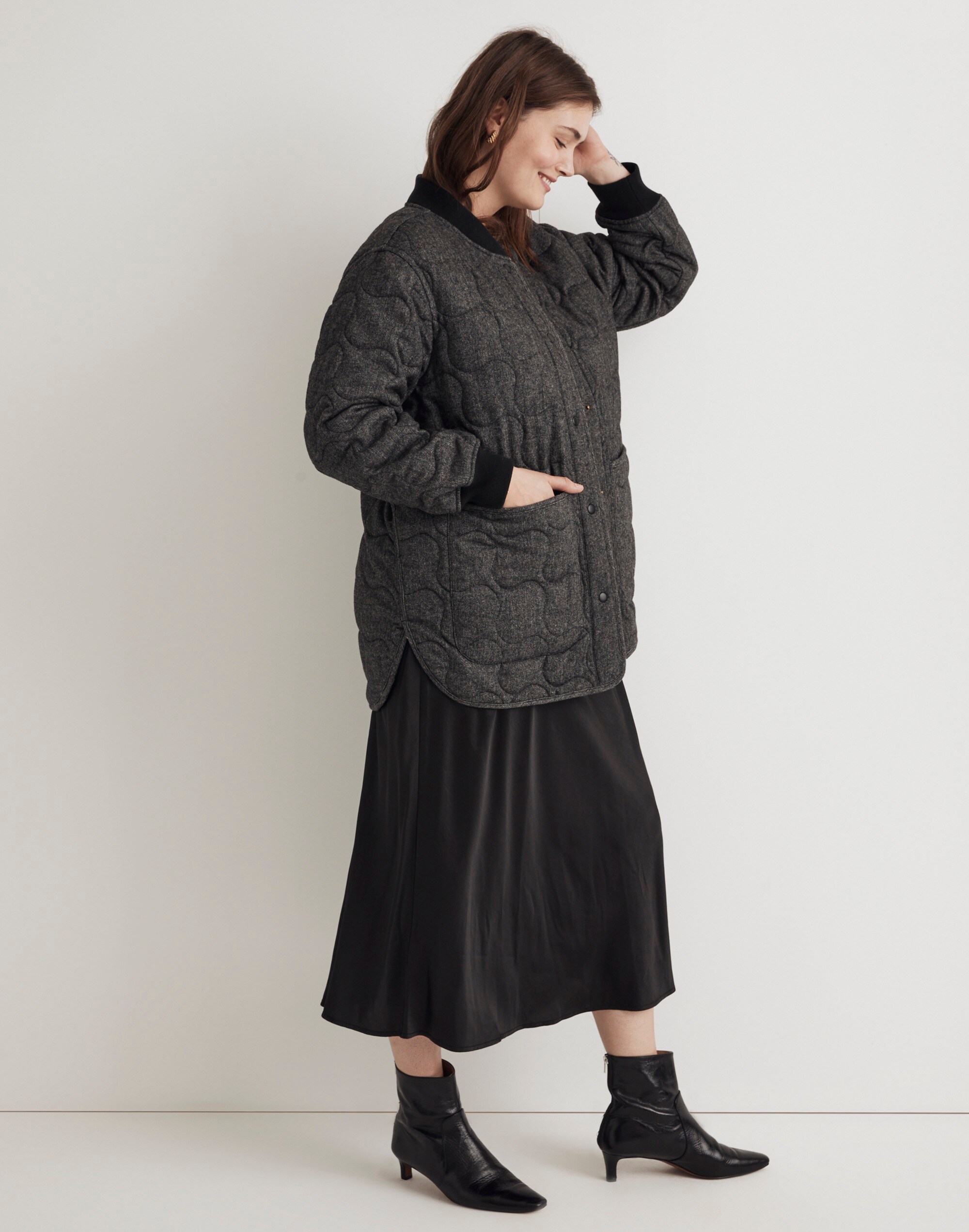 Plus Quilted Oversized Bomber Jacket