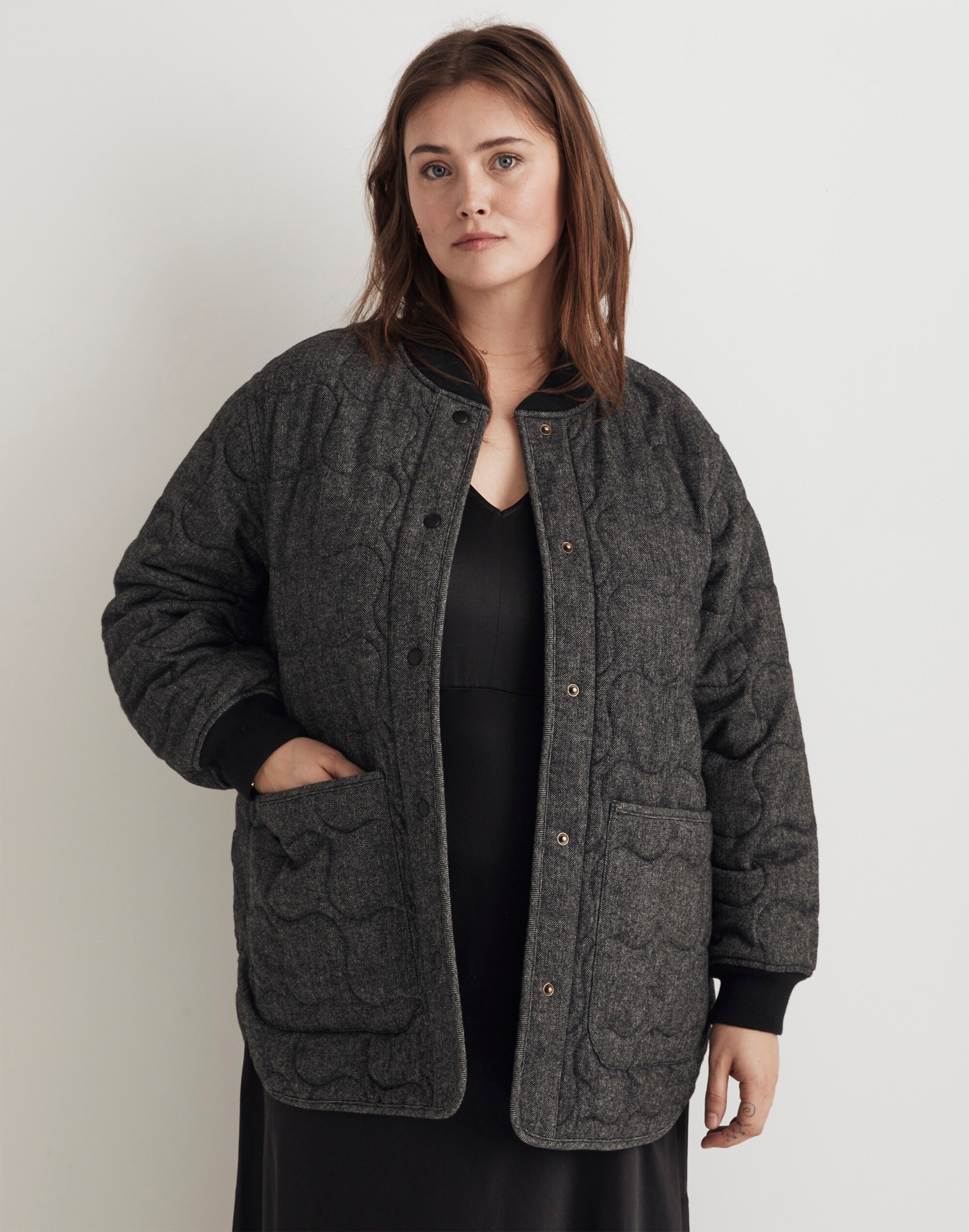 Plus Quilted Oversized Bomber Jacket