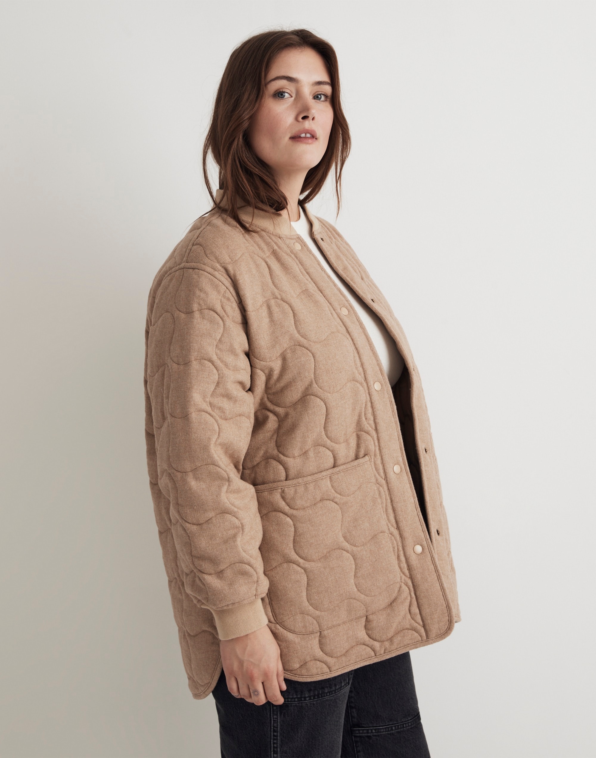 Plus Quilted Oversized Bomber Jacket