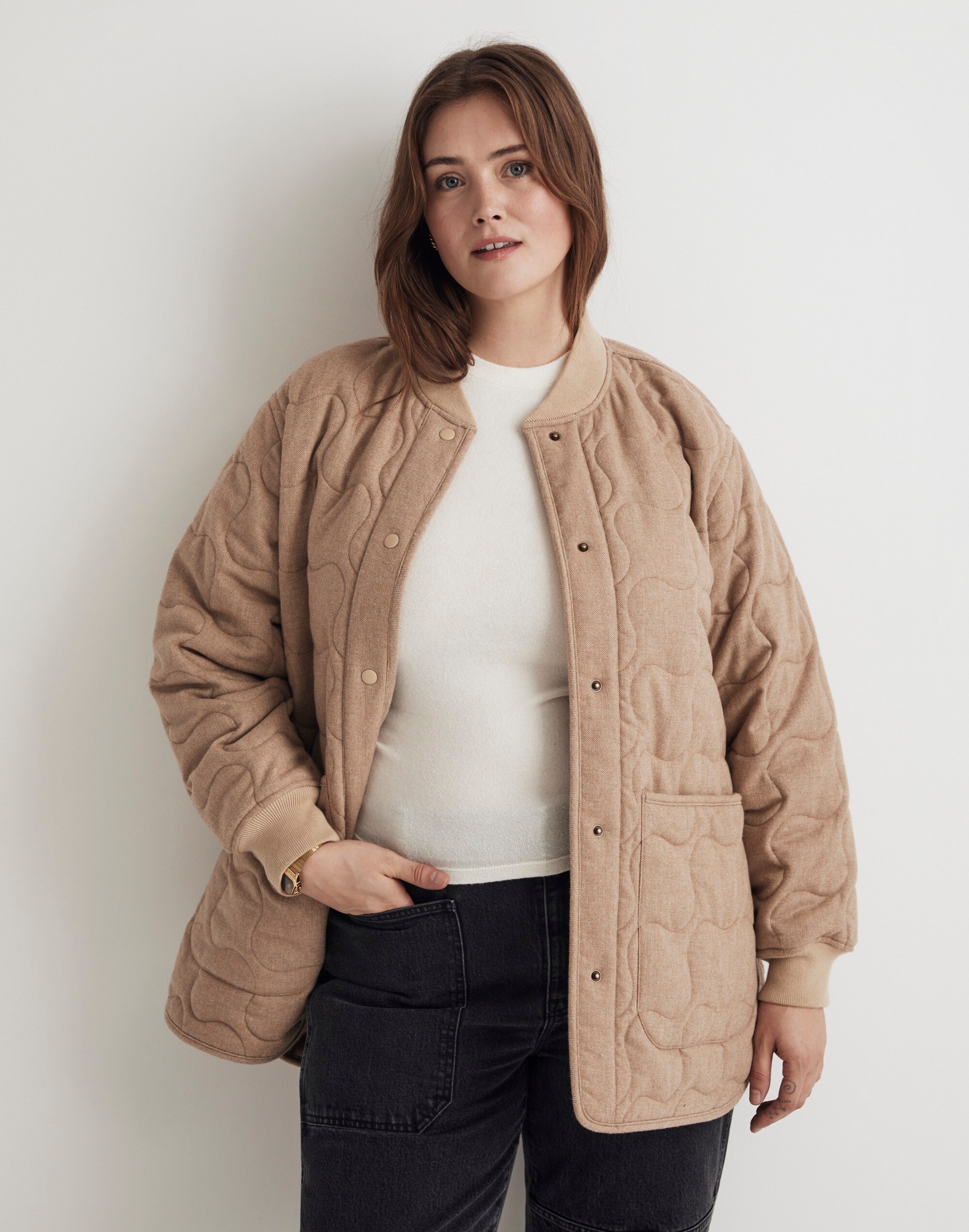 Plus Quilted Oversized Bomber Jacket