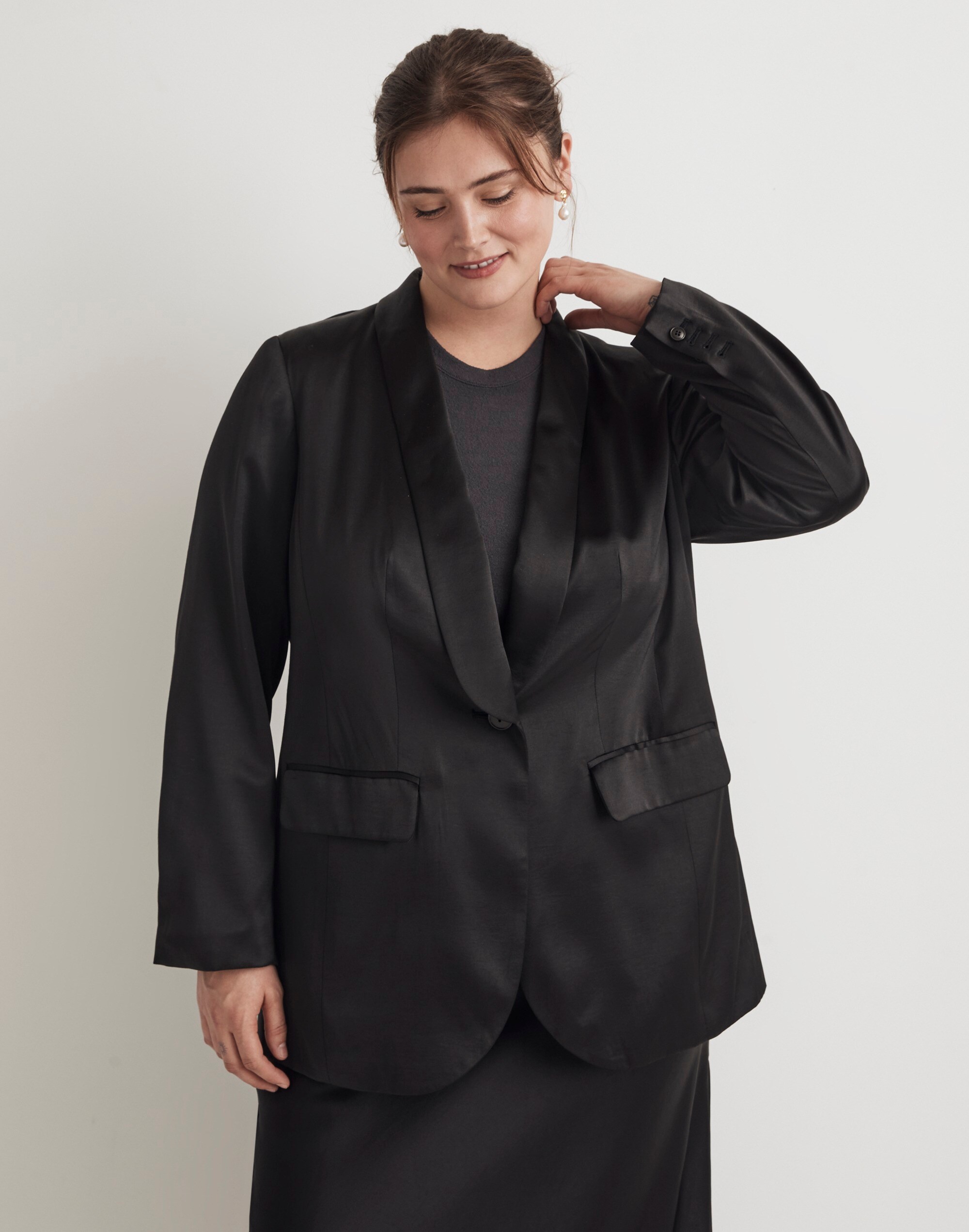 Plus Satin Oversized Blazer