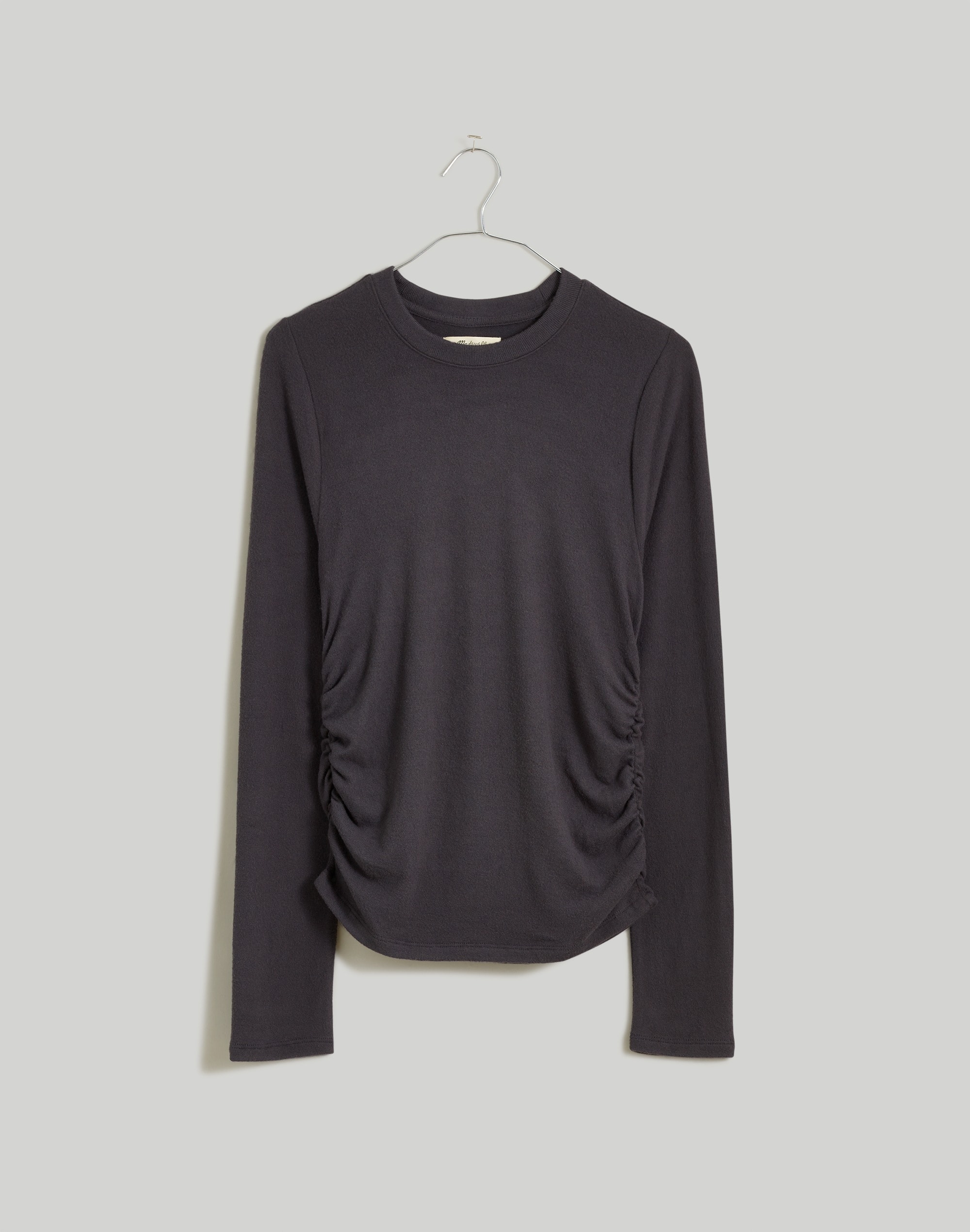 Brushed Jersey Ruched Long-Sleeve Tee