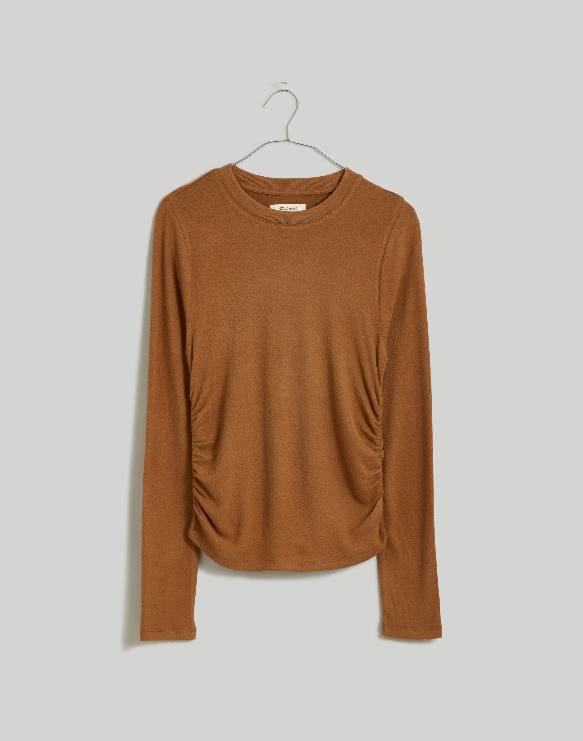 Brushed Jersey Ruched Long-Sleeve Tee