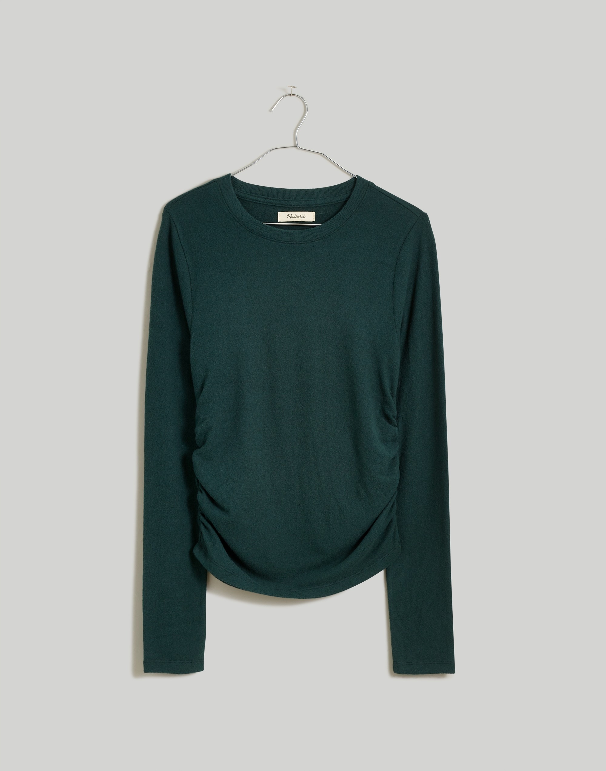 Brushed Jersey Ruched Long-Sleeve Tee