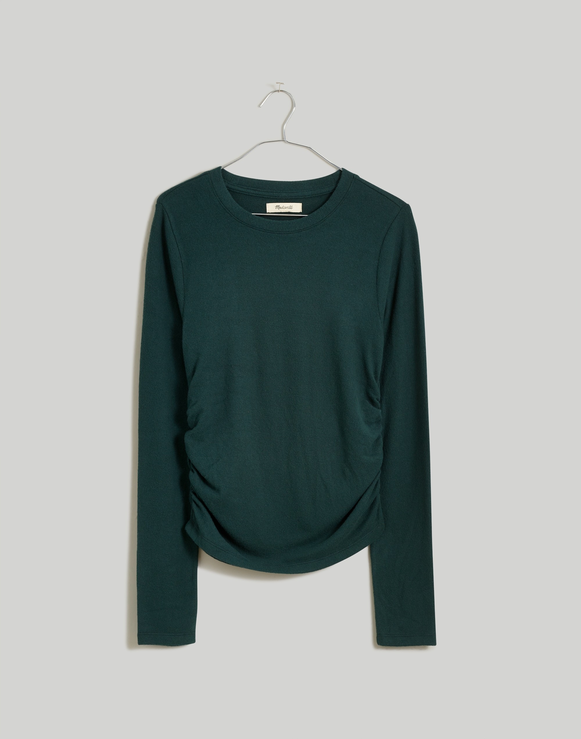 Mw Brushed Jersey Ruched Long-sleeve Tee In Green
