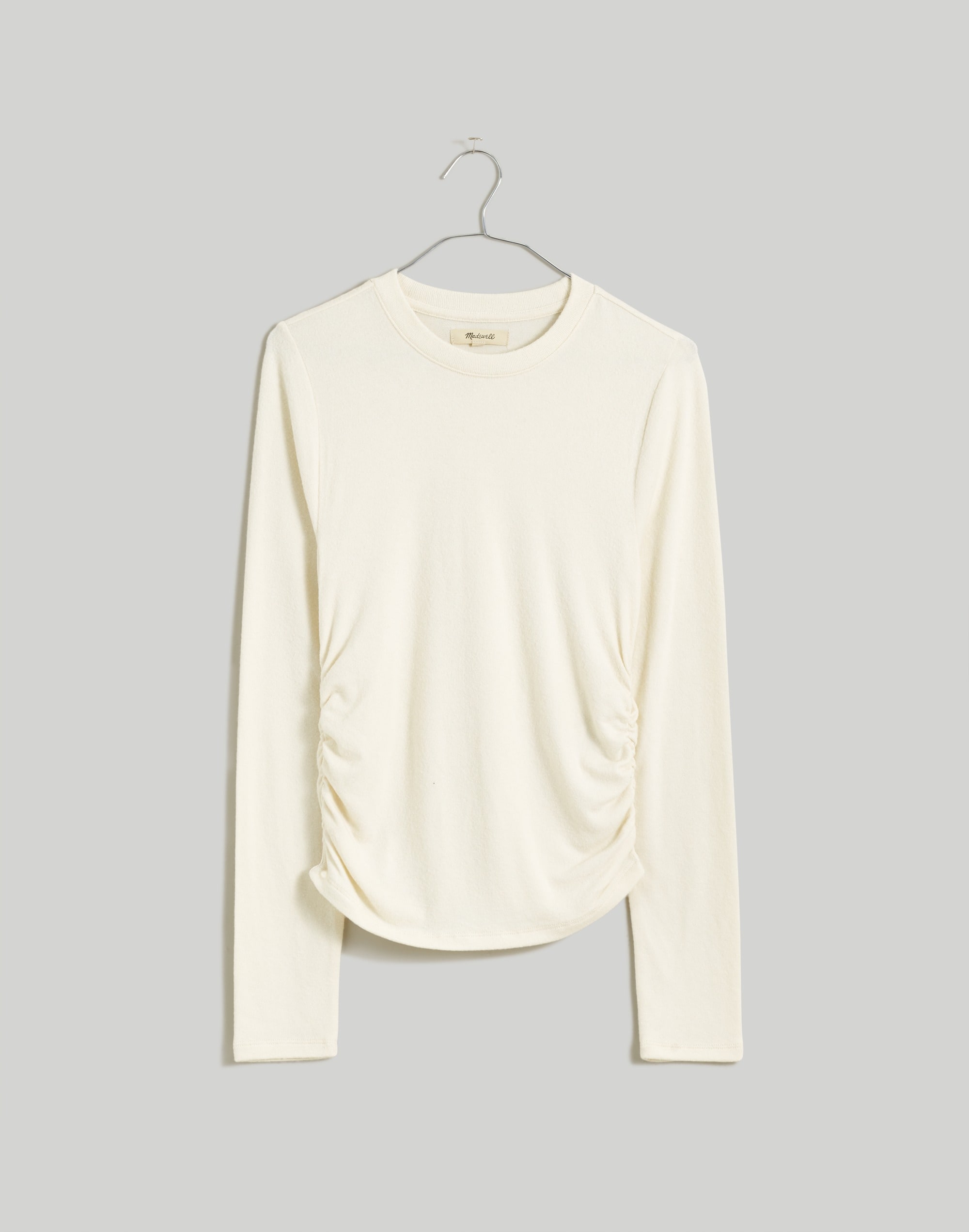 Brushed Jersey Ruched Long-Sleeve Tee