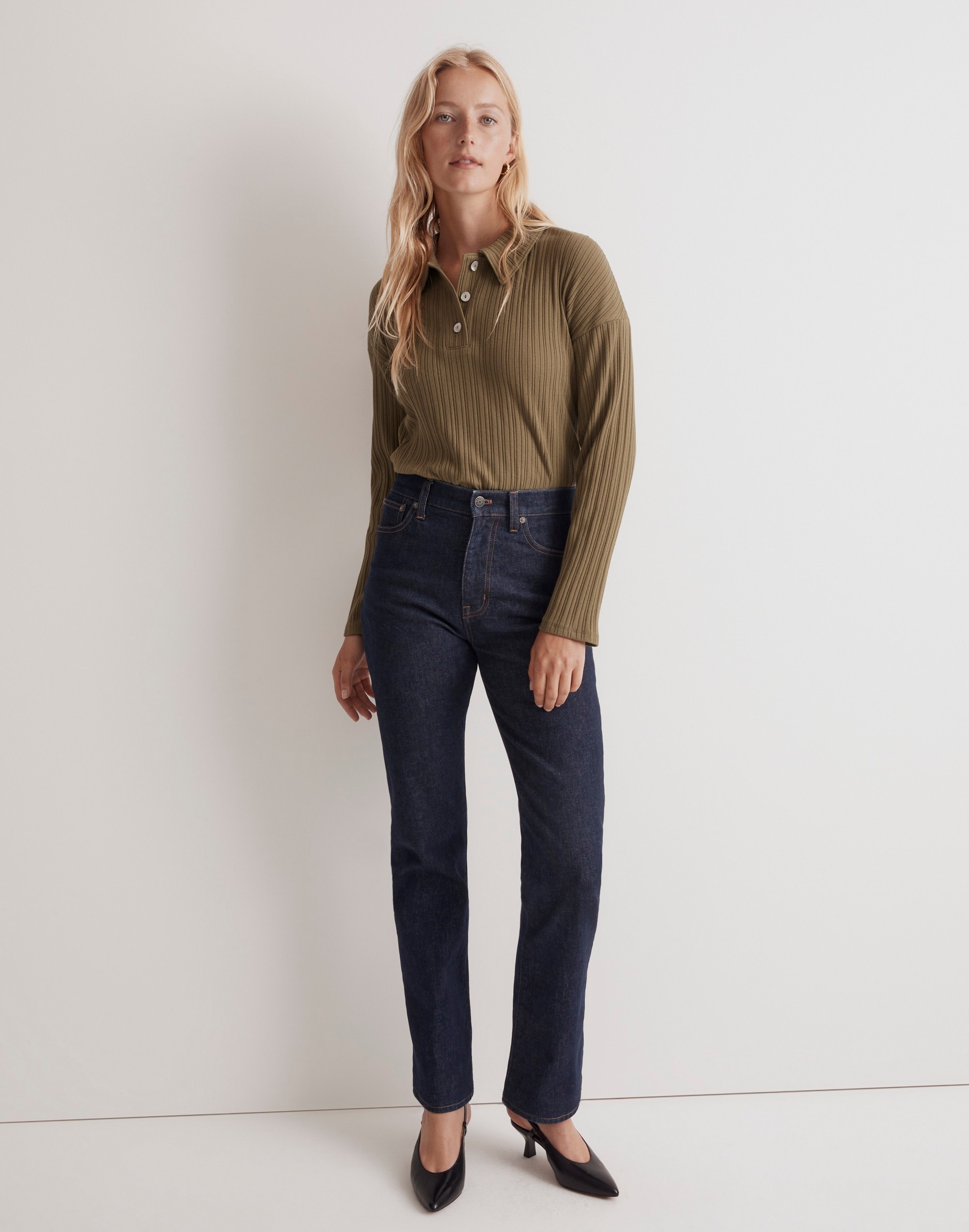 Variegated Rib Boxy Polo Shirt