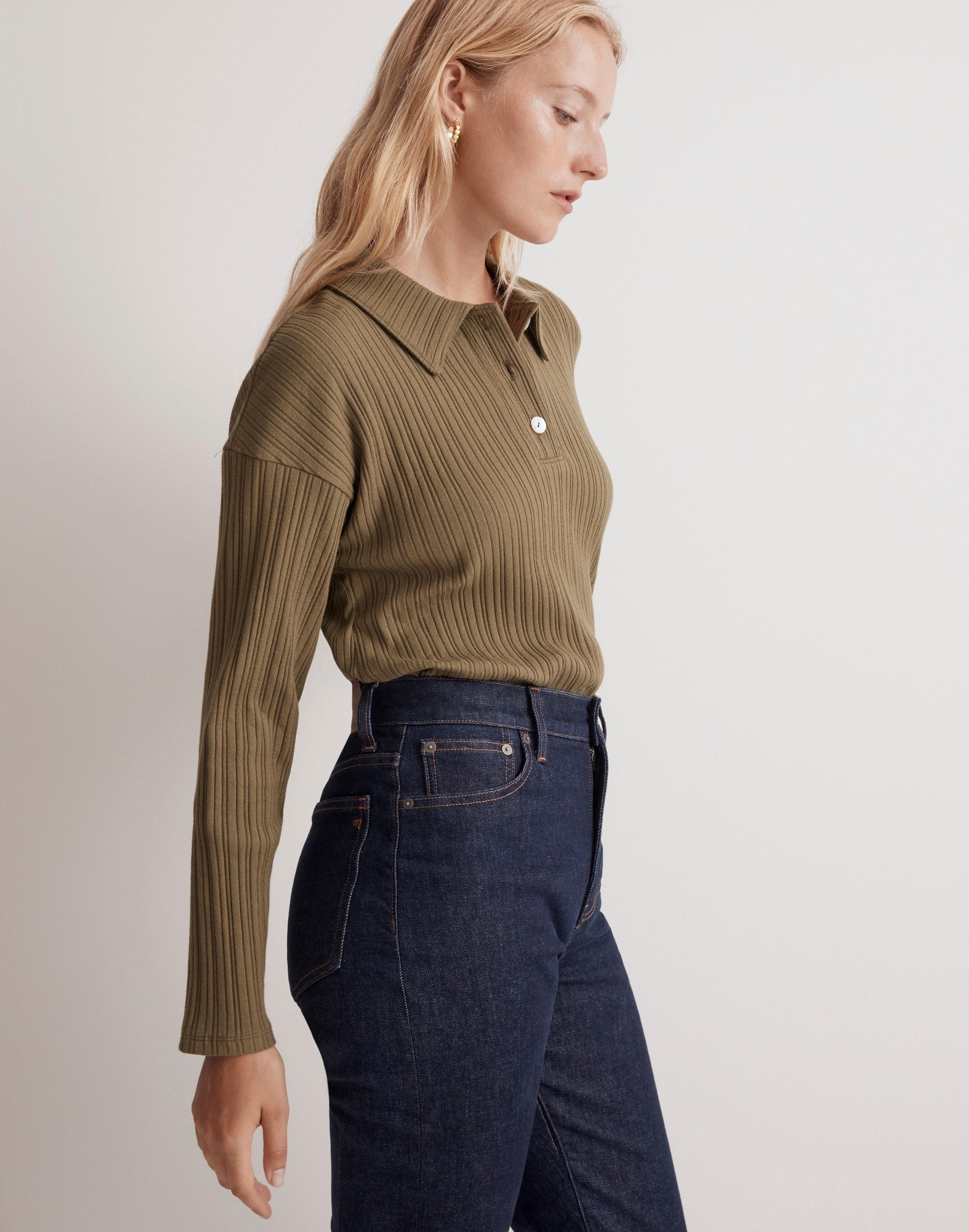 Variegated Rib Boxy Polo Shirt