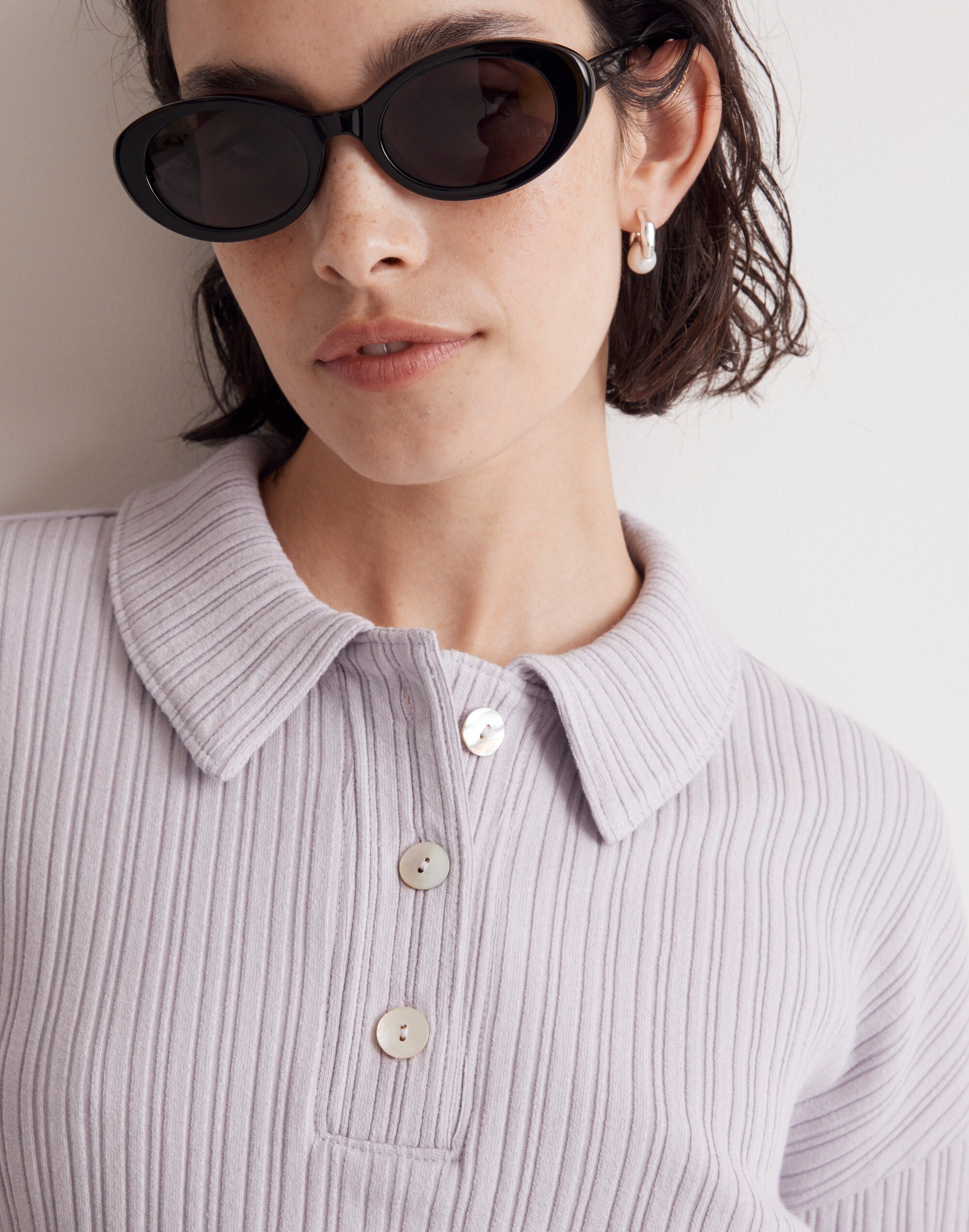 Variegated Rib Boxy Polo Shirt