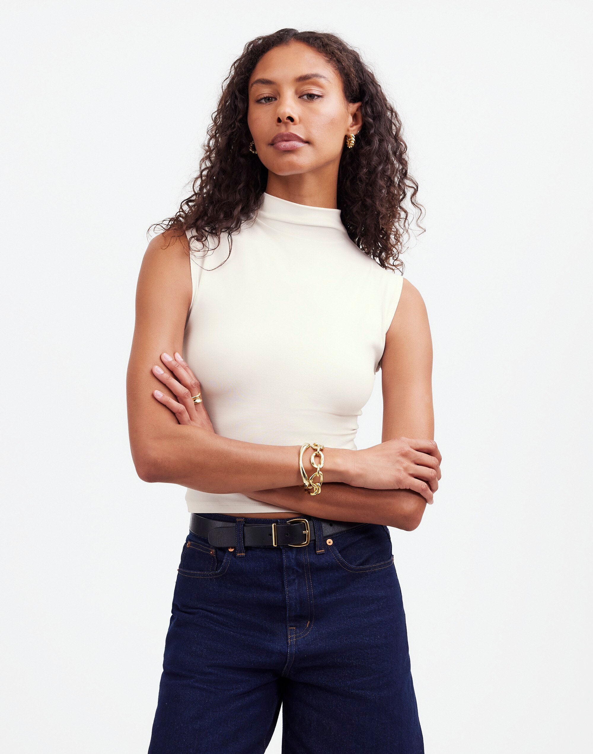 Funnelneck Cropped Muscle Tee in lighthouse image 1