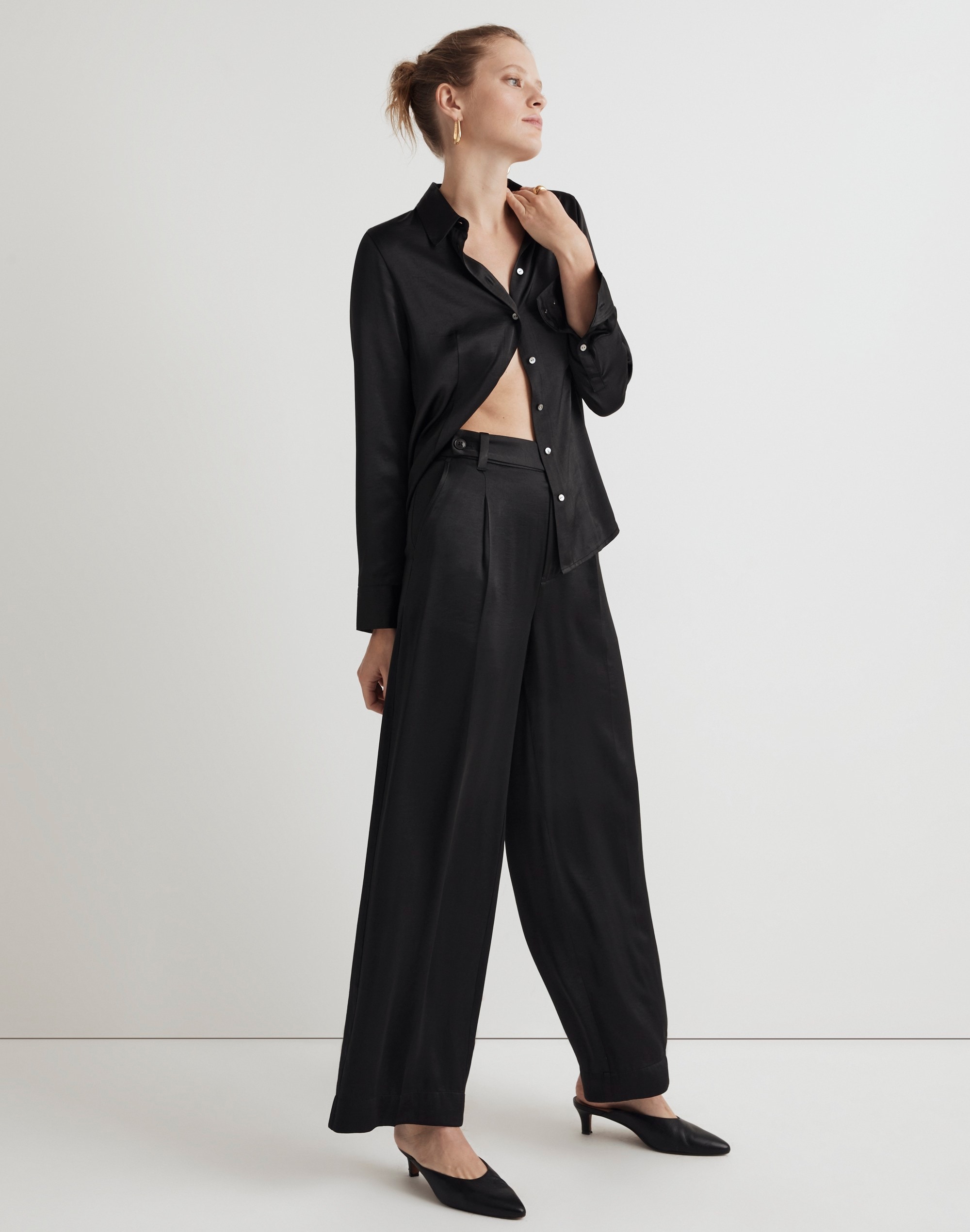 The Harlow Wide-Leg Pant in Satin