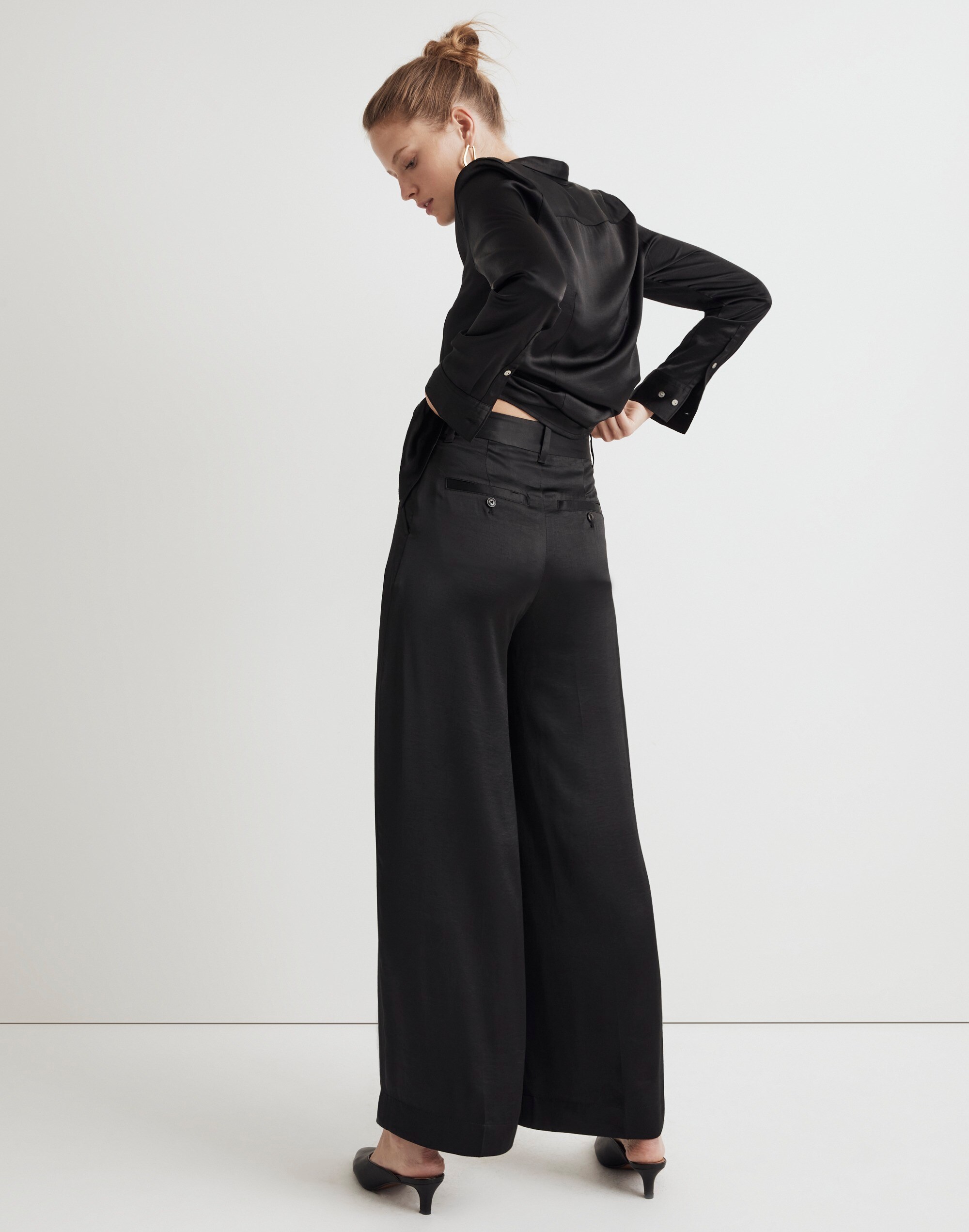 The Harlow Wide-Leg Pant in Satin