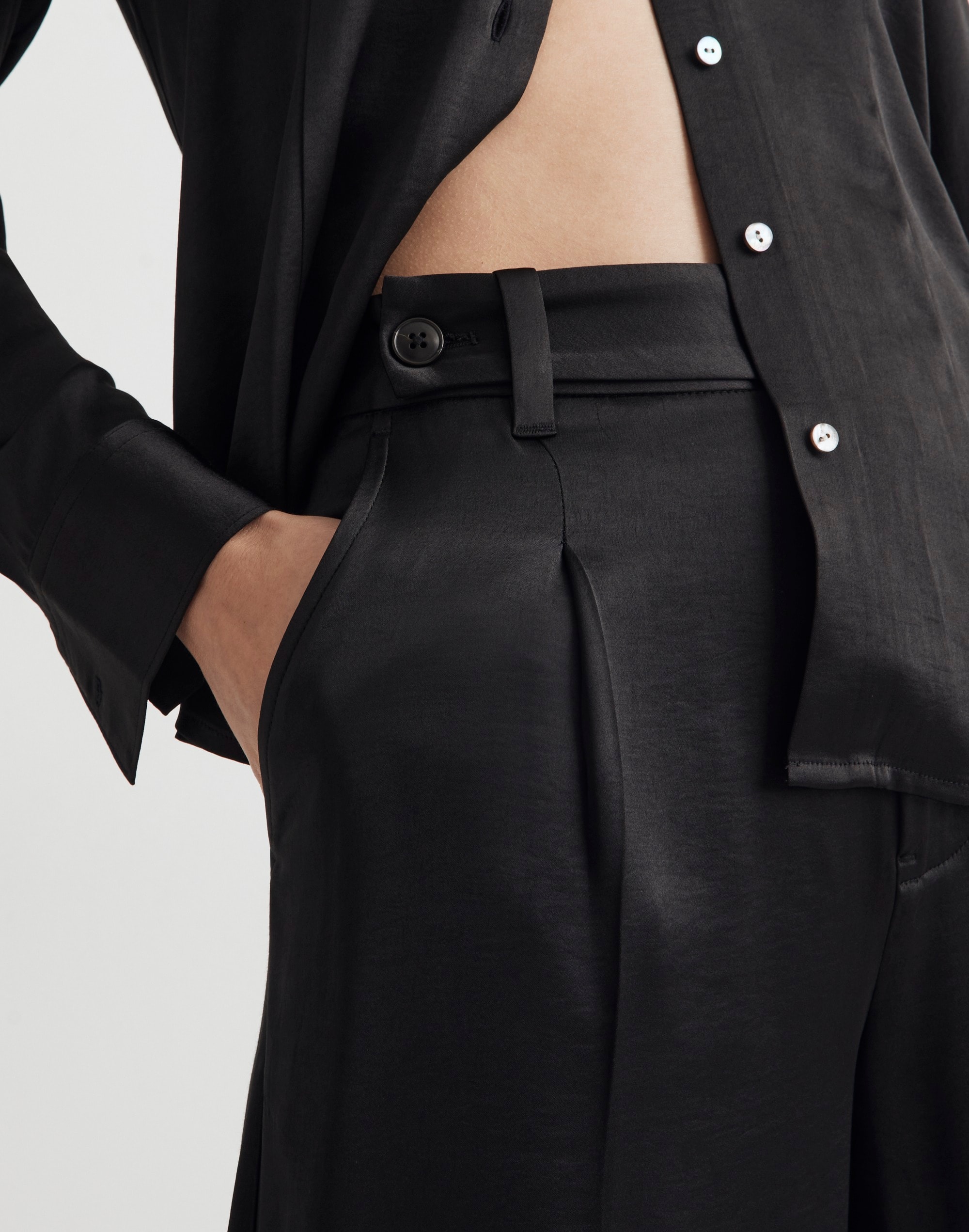 The Harlow Wide-Leg Pant in Satin