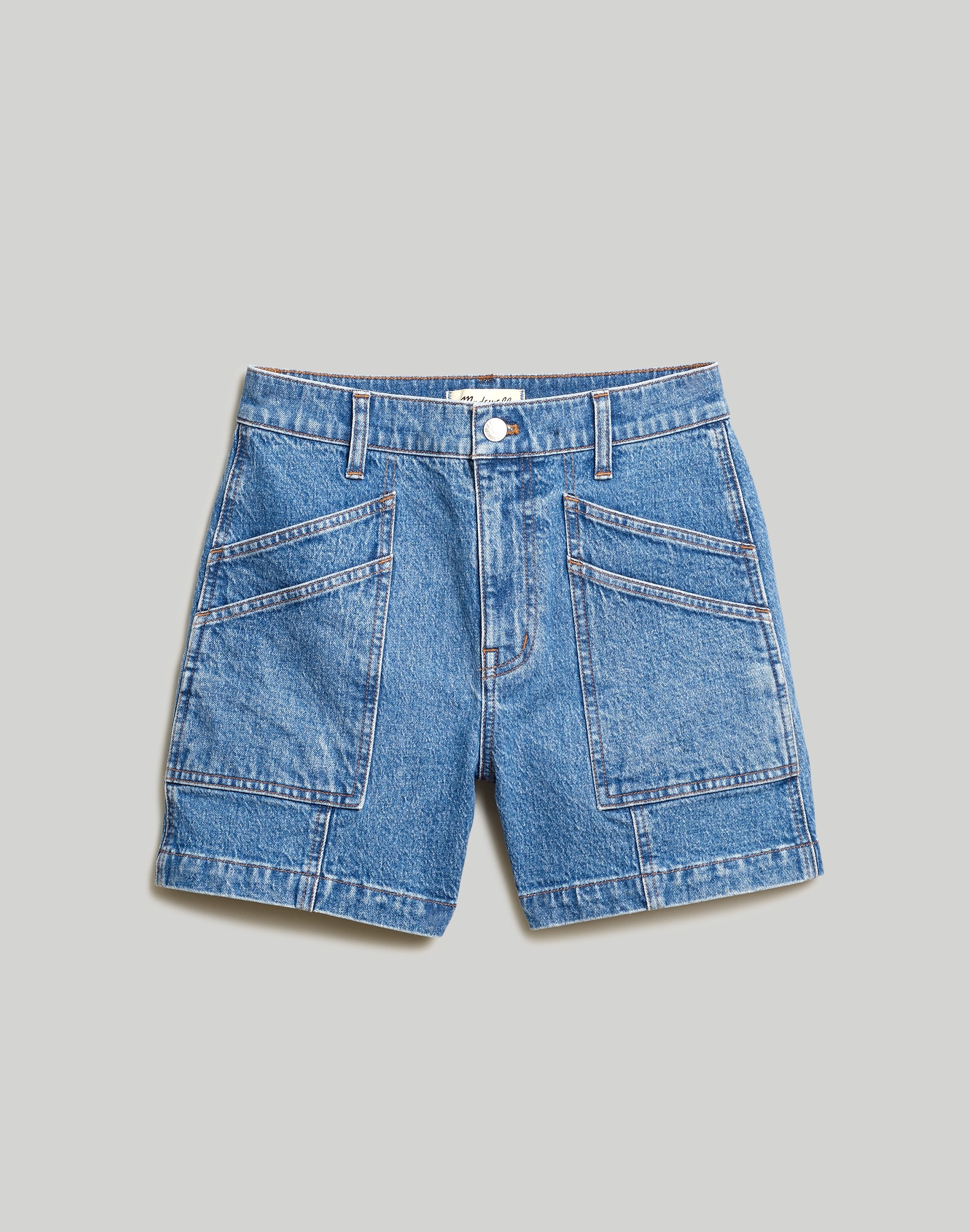 The Perfect Vintage Mid-Length Cargo Jean Short in Fernlane Wash