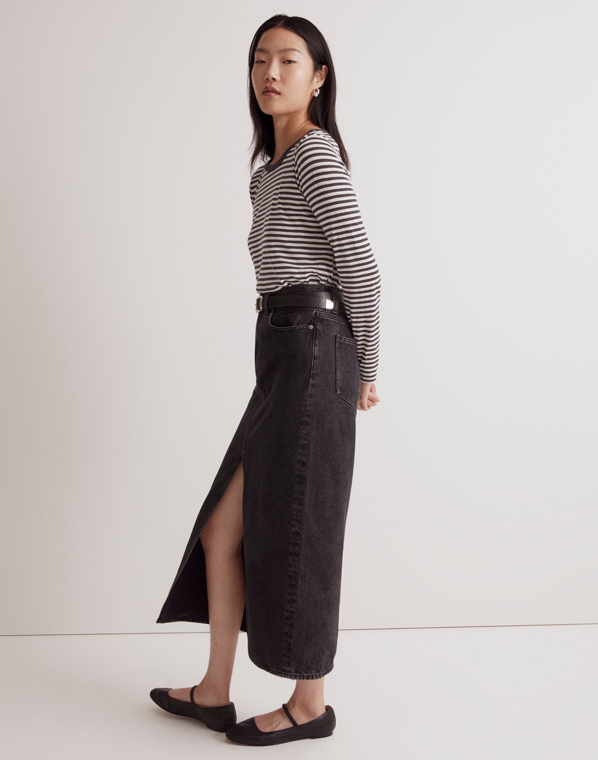 Whisper Cotton Rib-Crewneck Long-Sleeve Tee