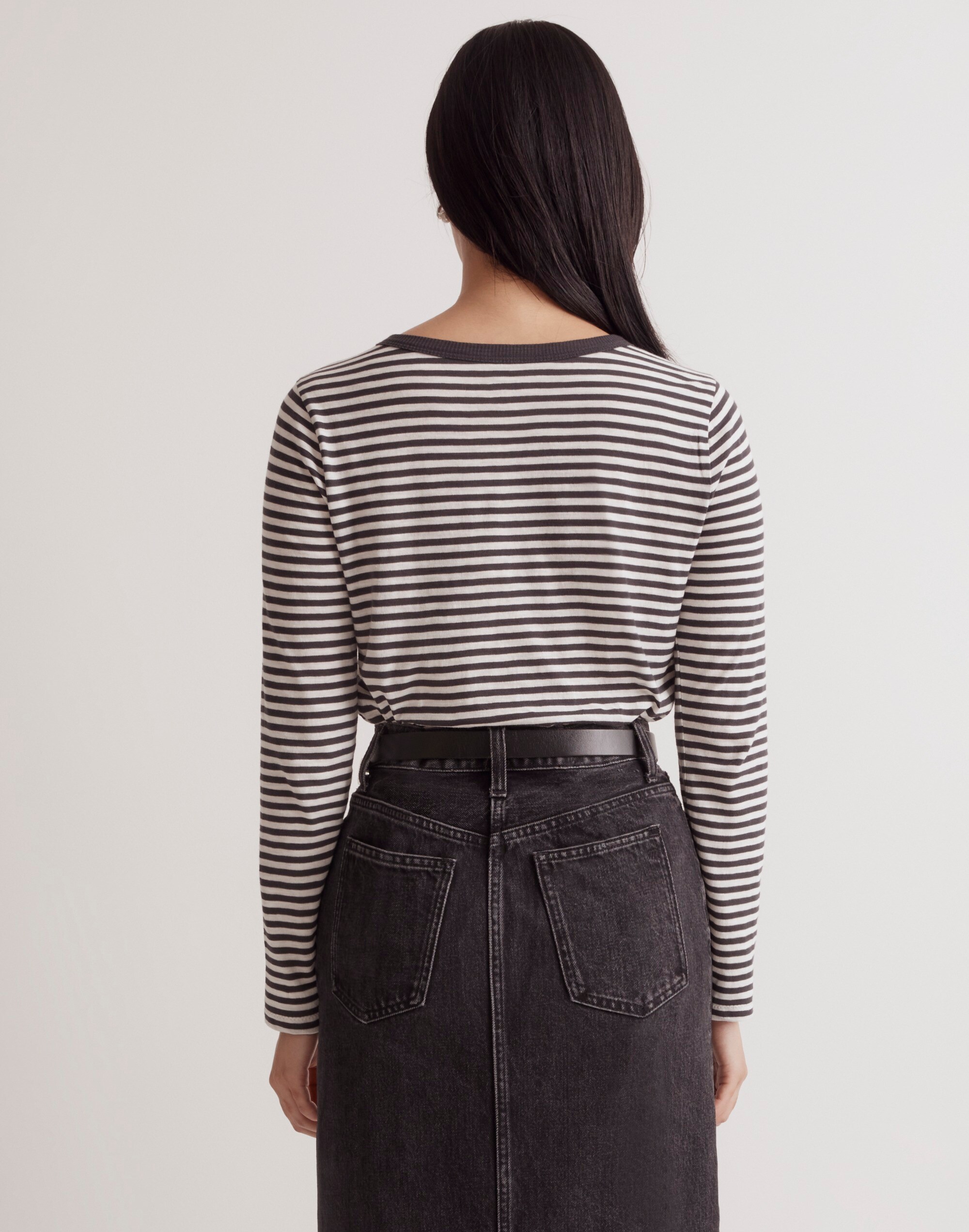 Whisper Cotton Rib-Crewneck Long-Sleeve Tee