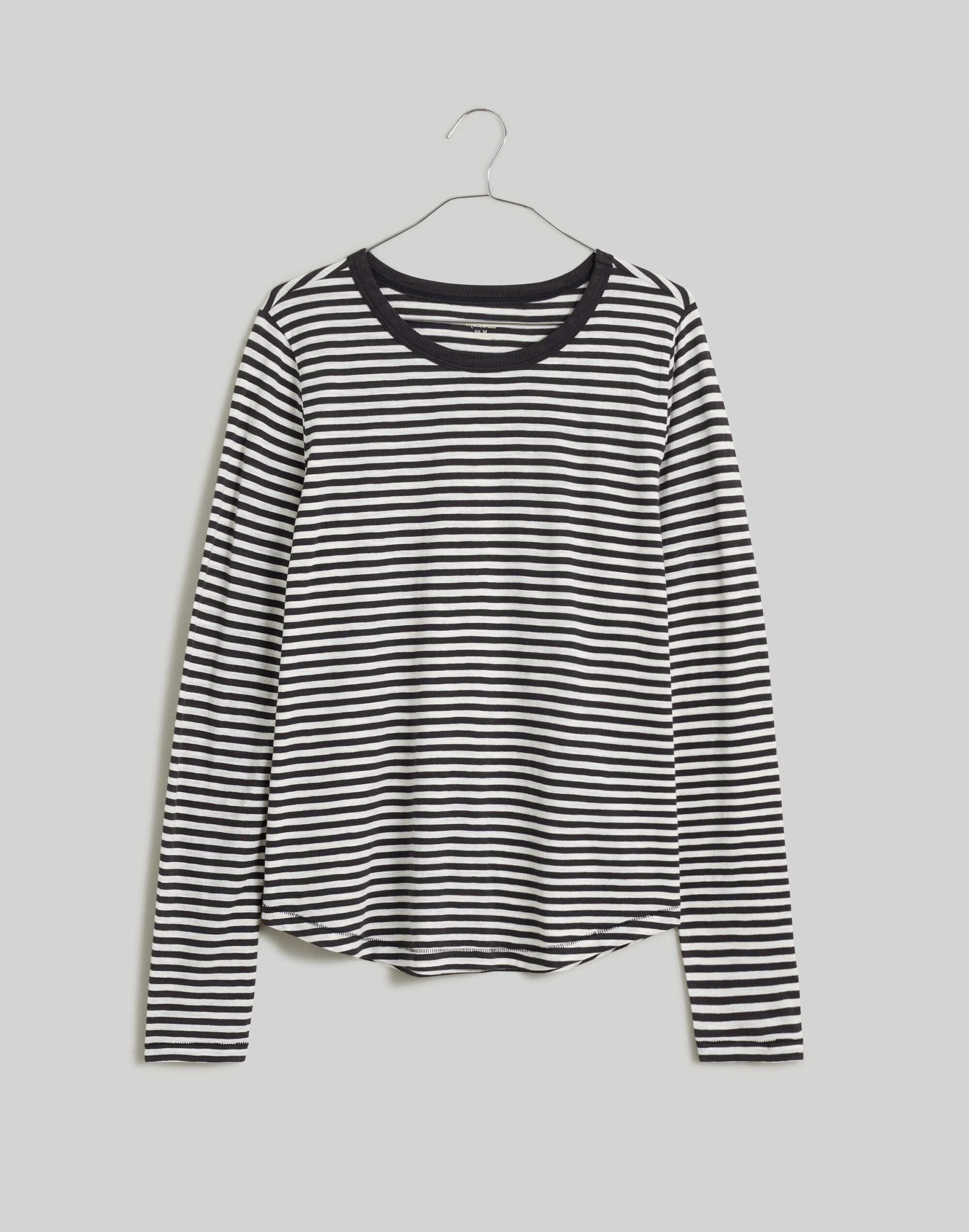 Whisper Cotton Rib-Crewneck Long-Sleeve Tee