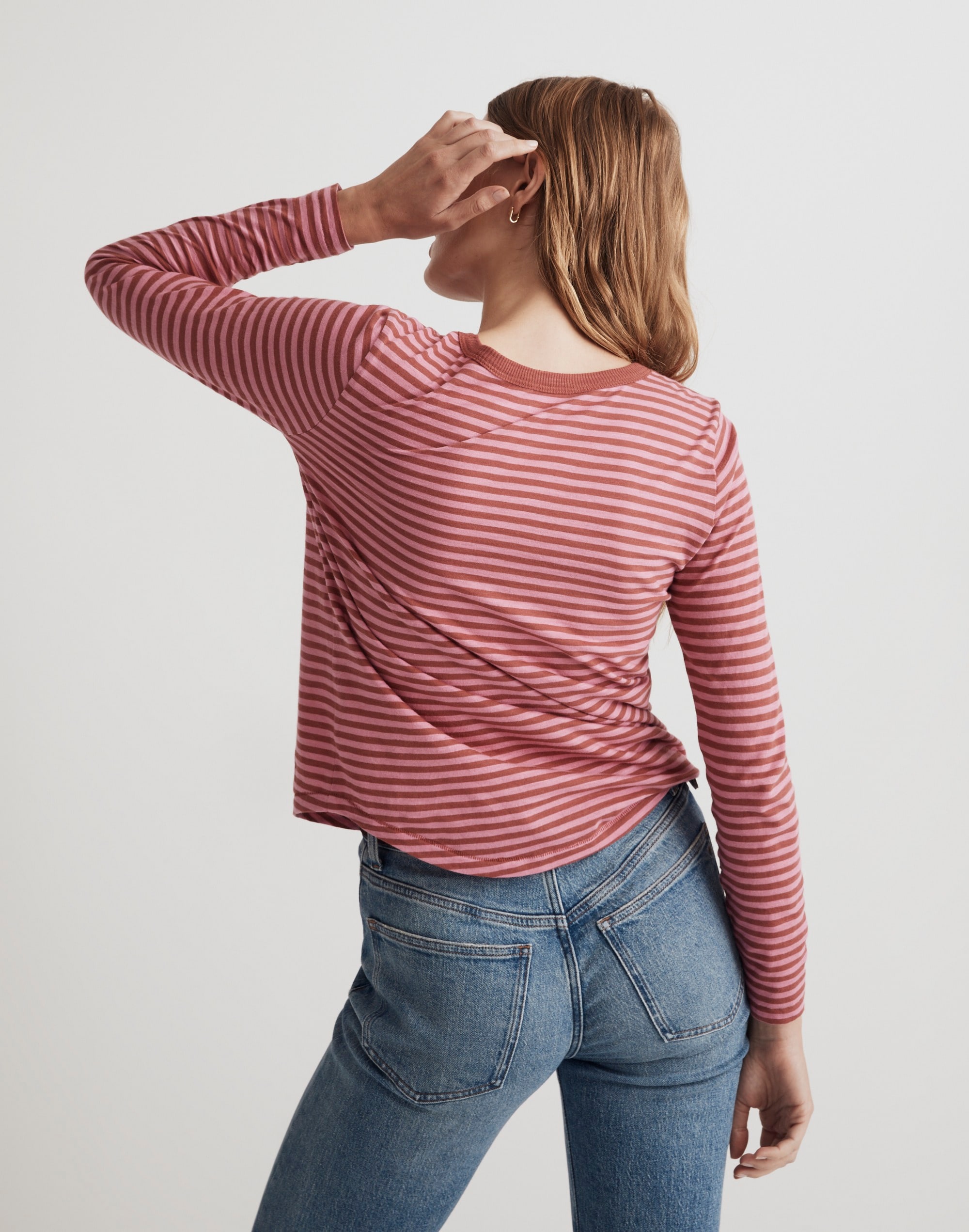 Whisper Cotton Rib-Crewneck Long-Sleeve Tee