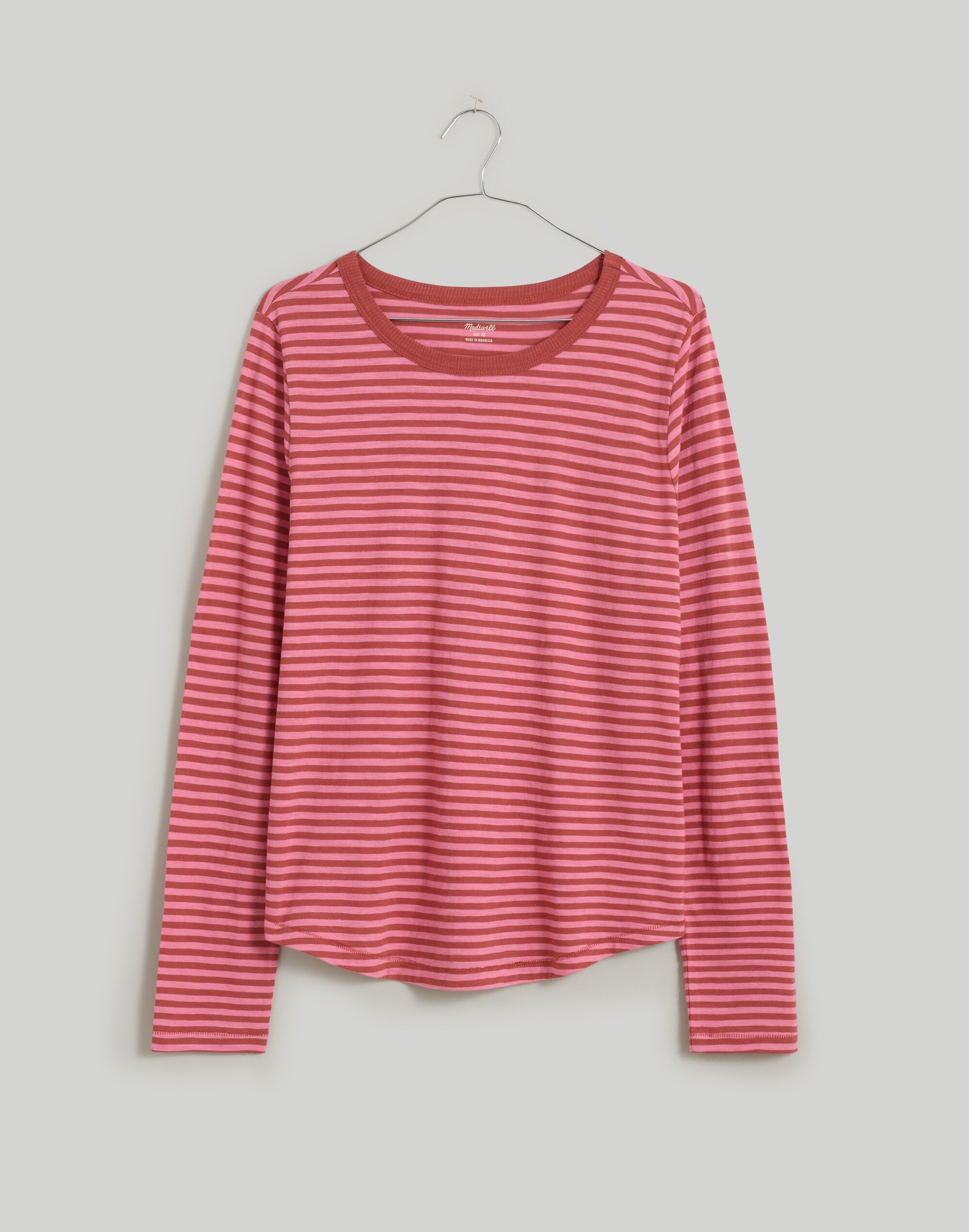 Whisper Cotton Rib-Crewneck Long-Sleeve Tee