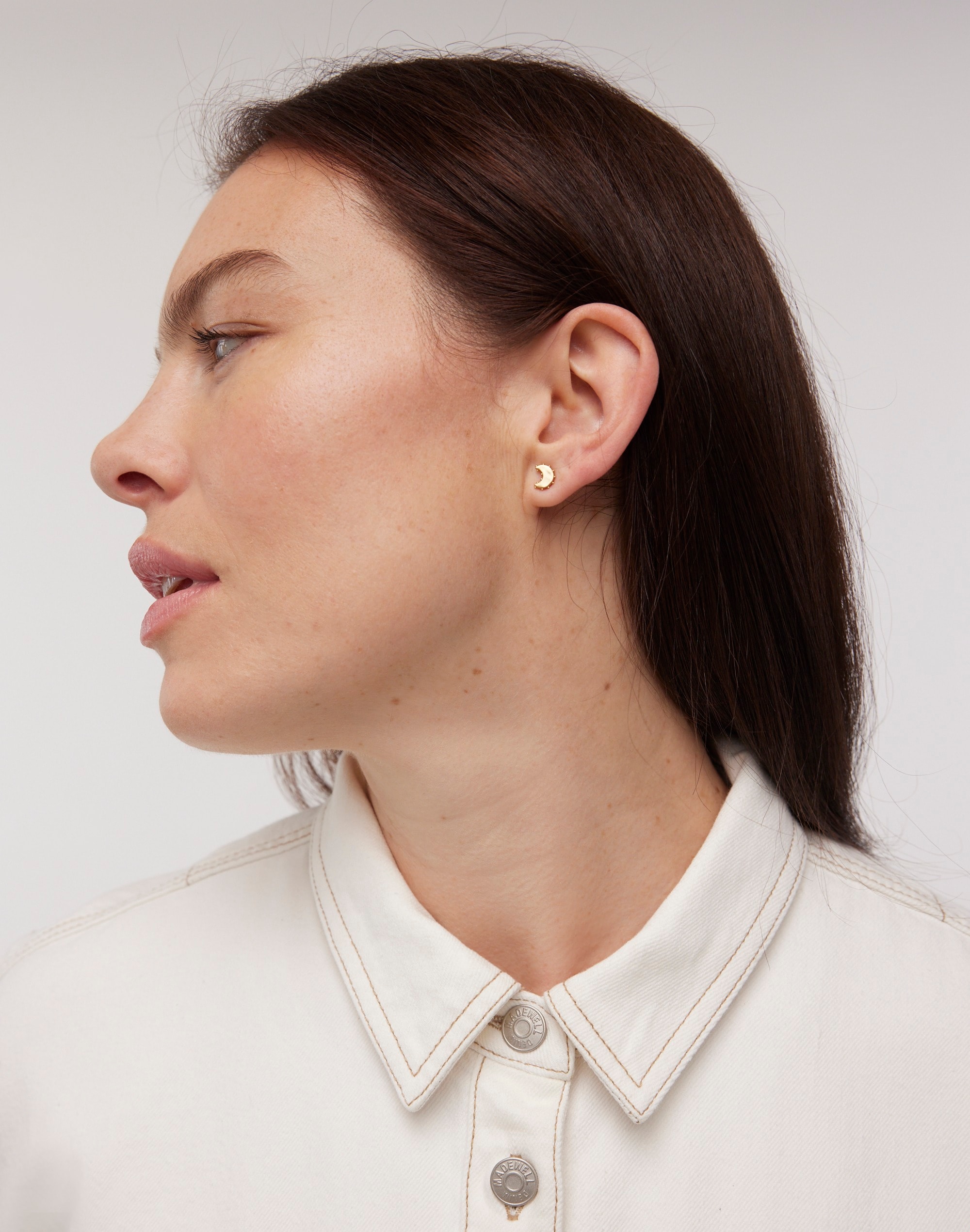 Dotted Moon Stud Earrings