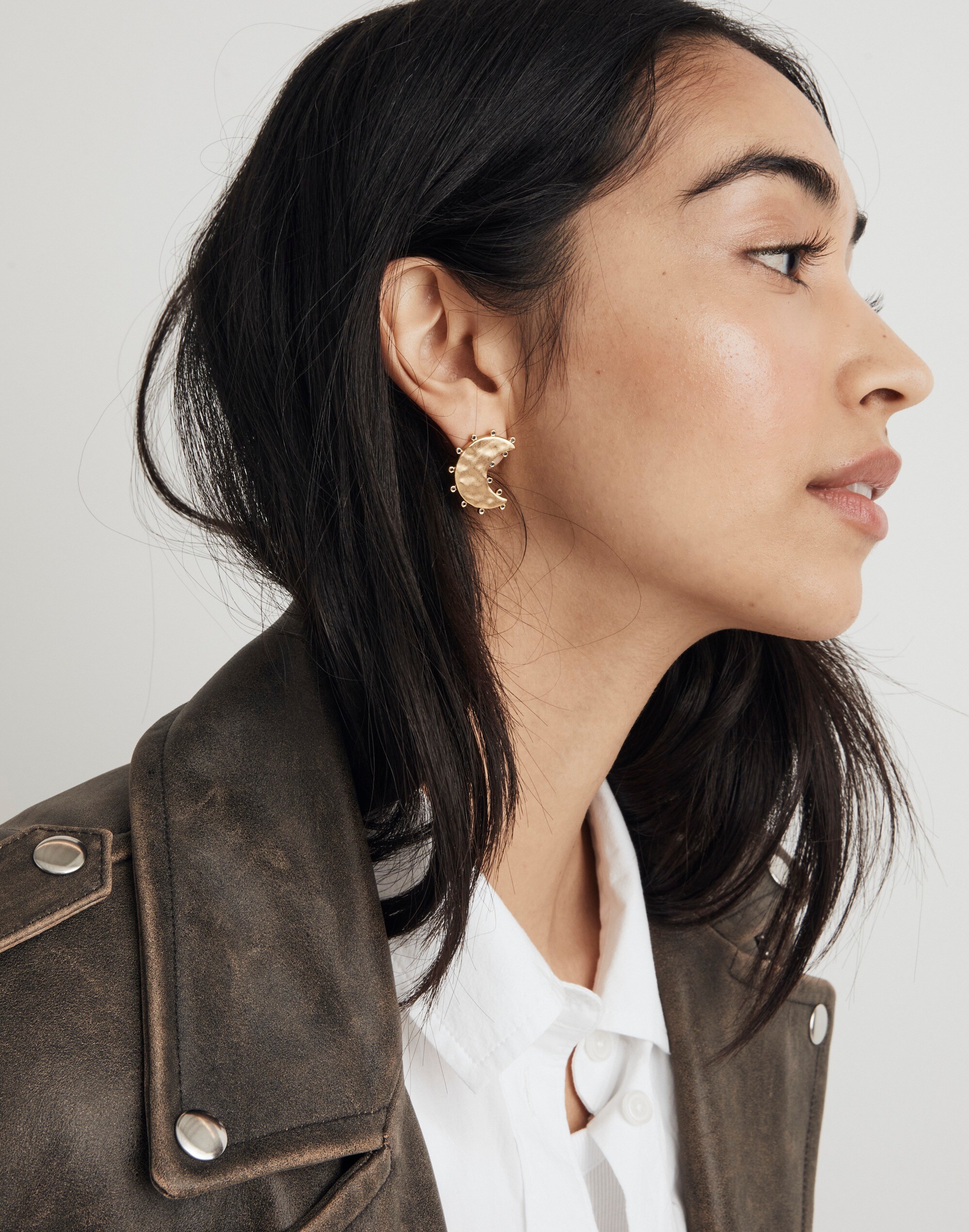 Dotted Moon Statement Stud Earrings