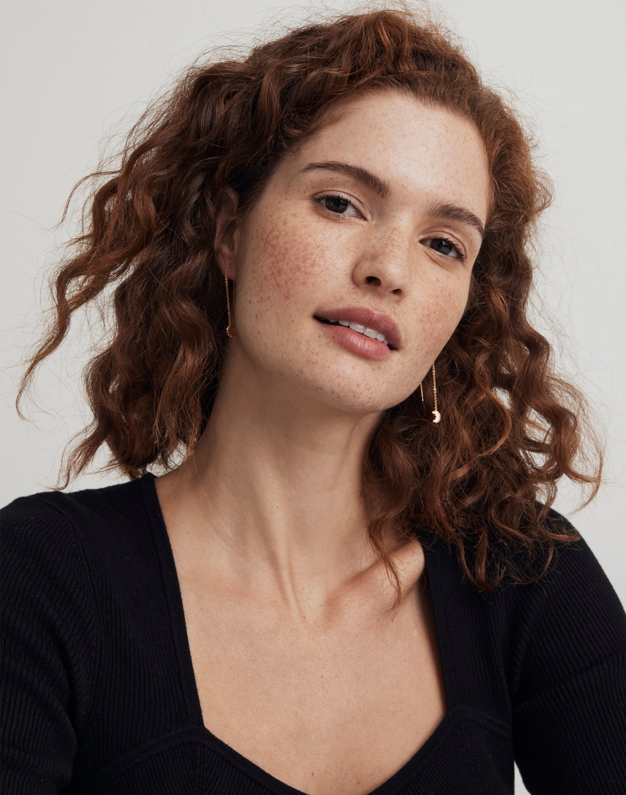 Dotted Moon Threader Earrings Madewell