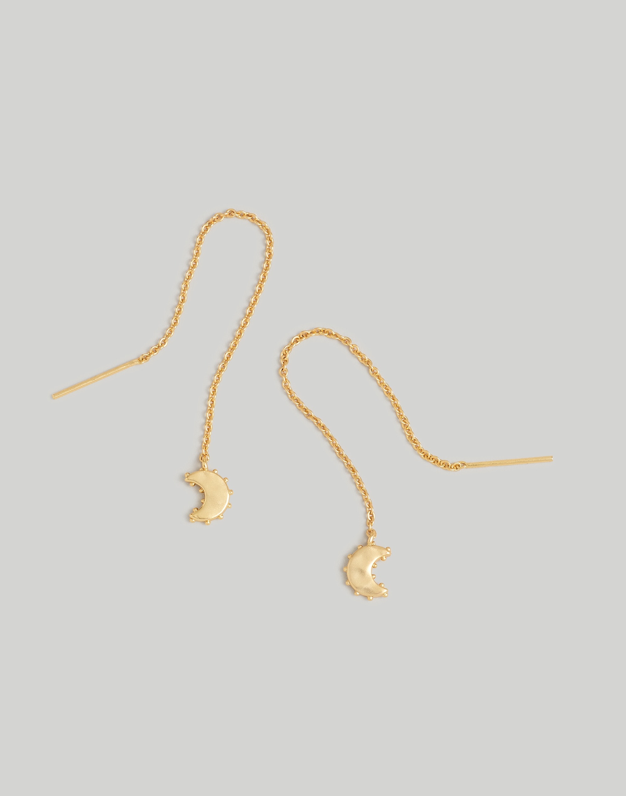 Mw Dotted Moon Threader Earrings In Vintage Gold