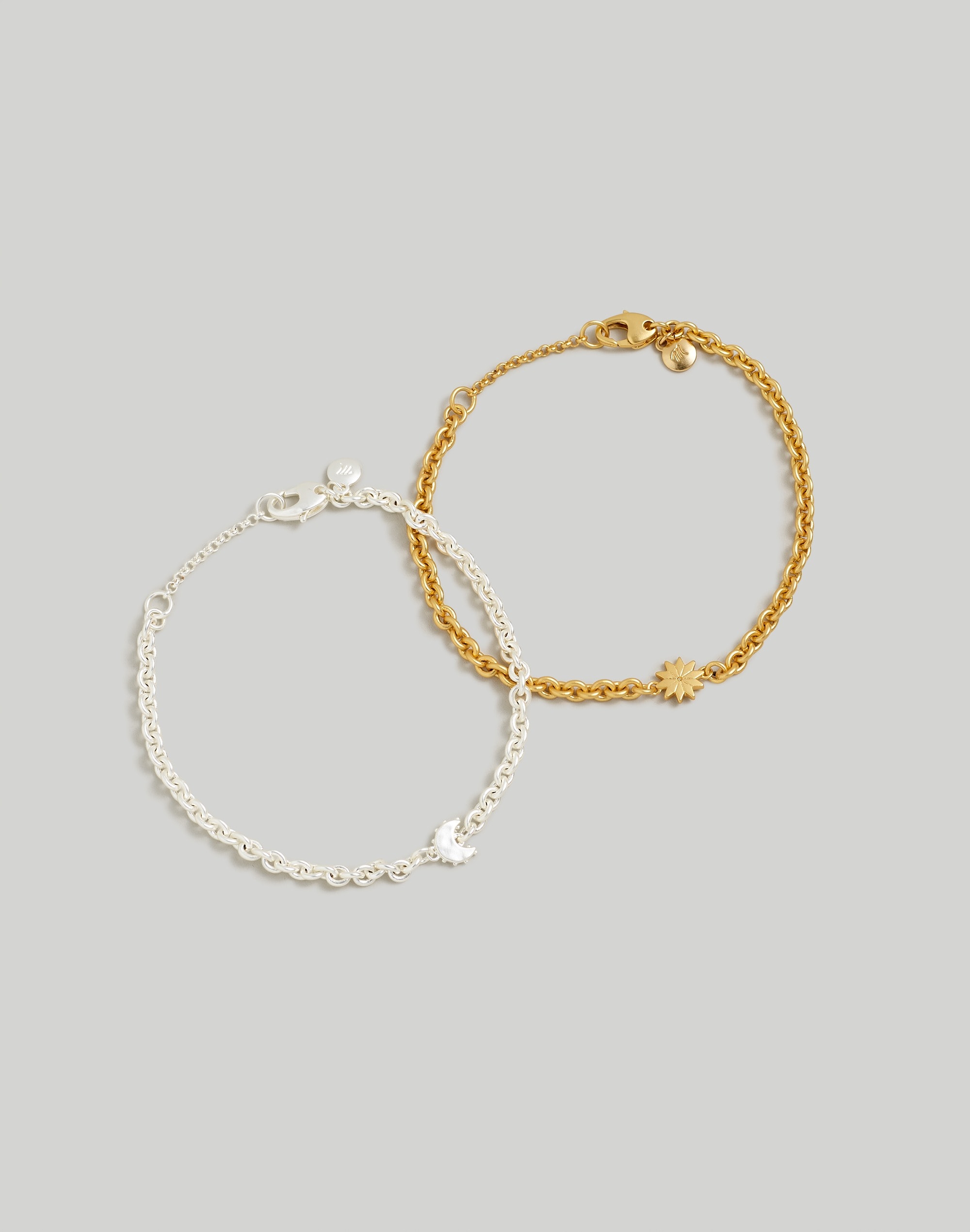 Mw Sun &amp; Moon Charm Friendship Bracelet Set In Vintage Gold