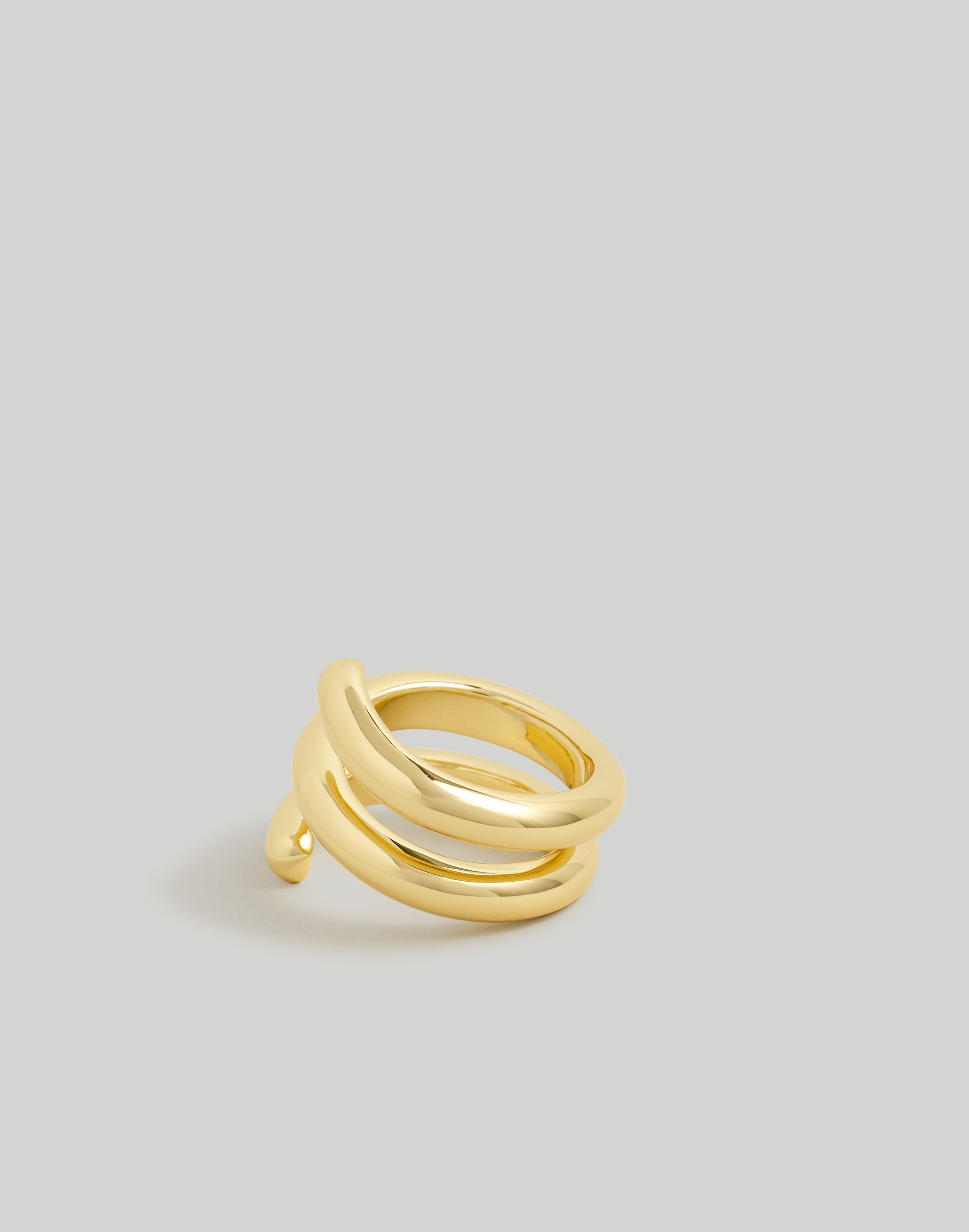 Mw Tube Statement Ring In Pale Gold