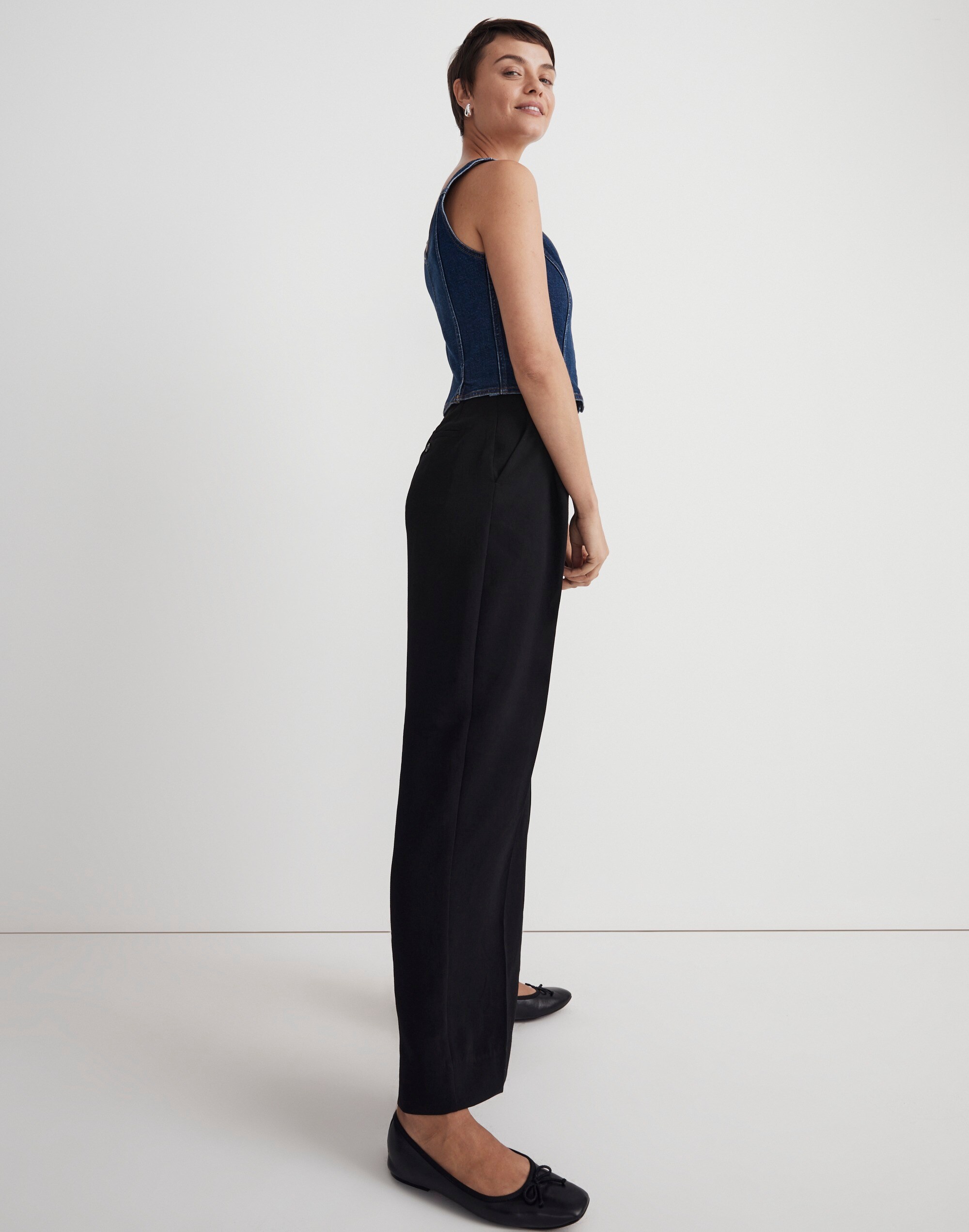 Denim Seamed Vest Top in Demoss Wash