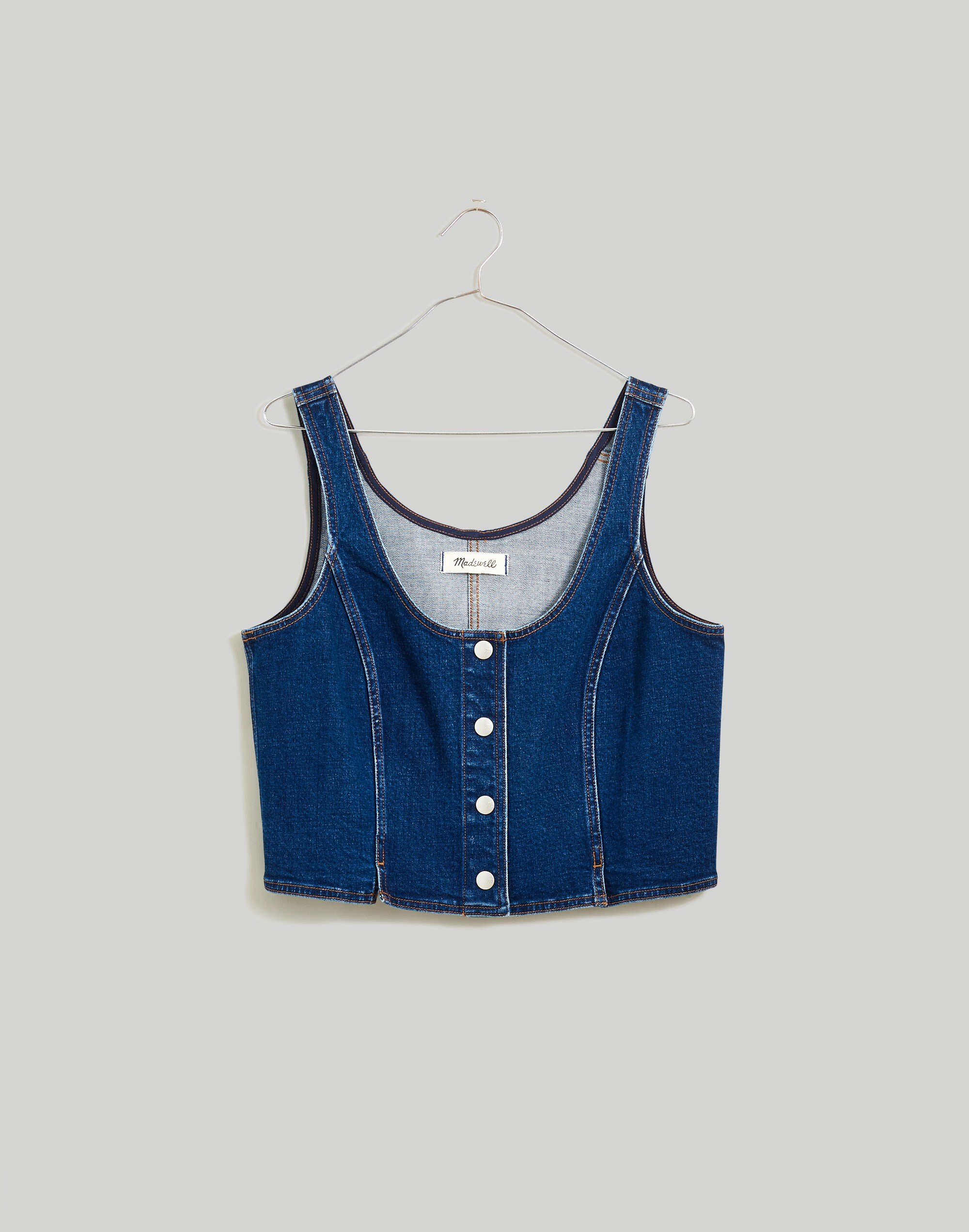 Denim Seamed Vest Top in Demoss Wash