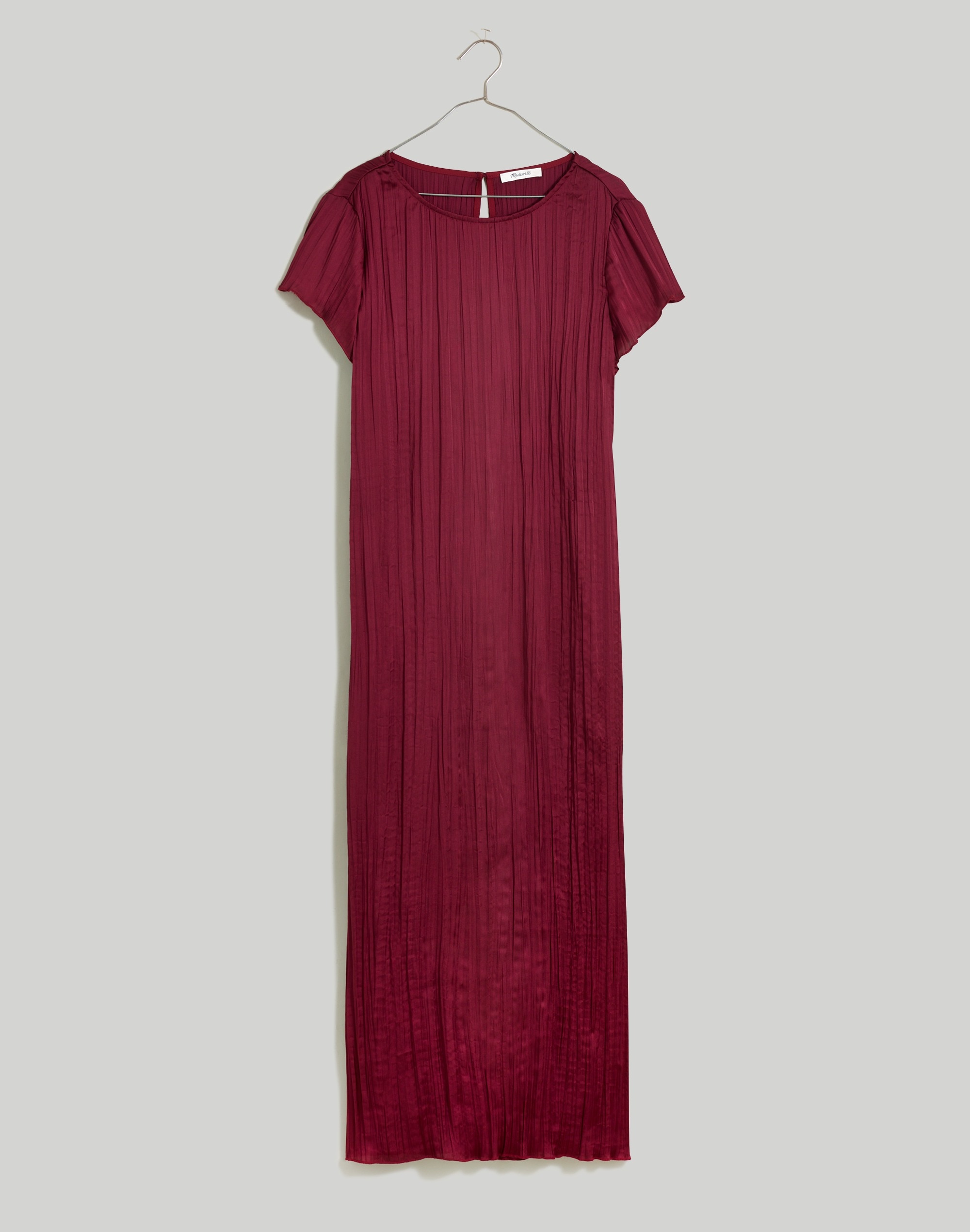 Plus Short-Sleeve Slip Midi Dress in Pliss&eacute;