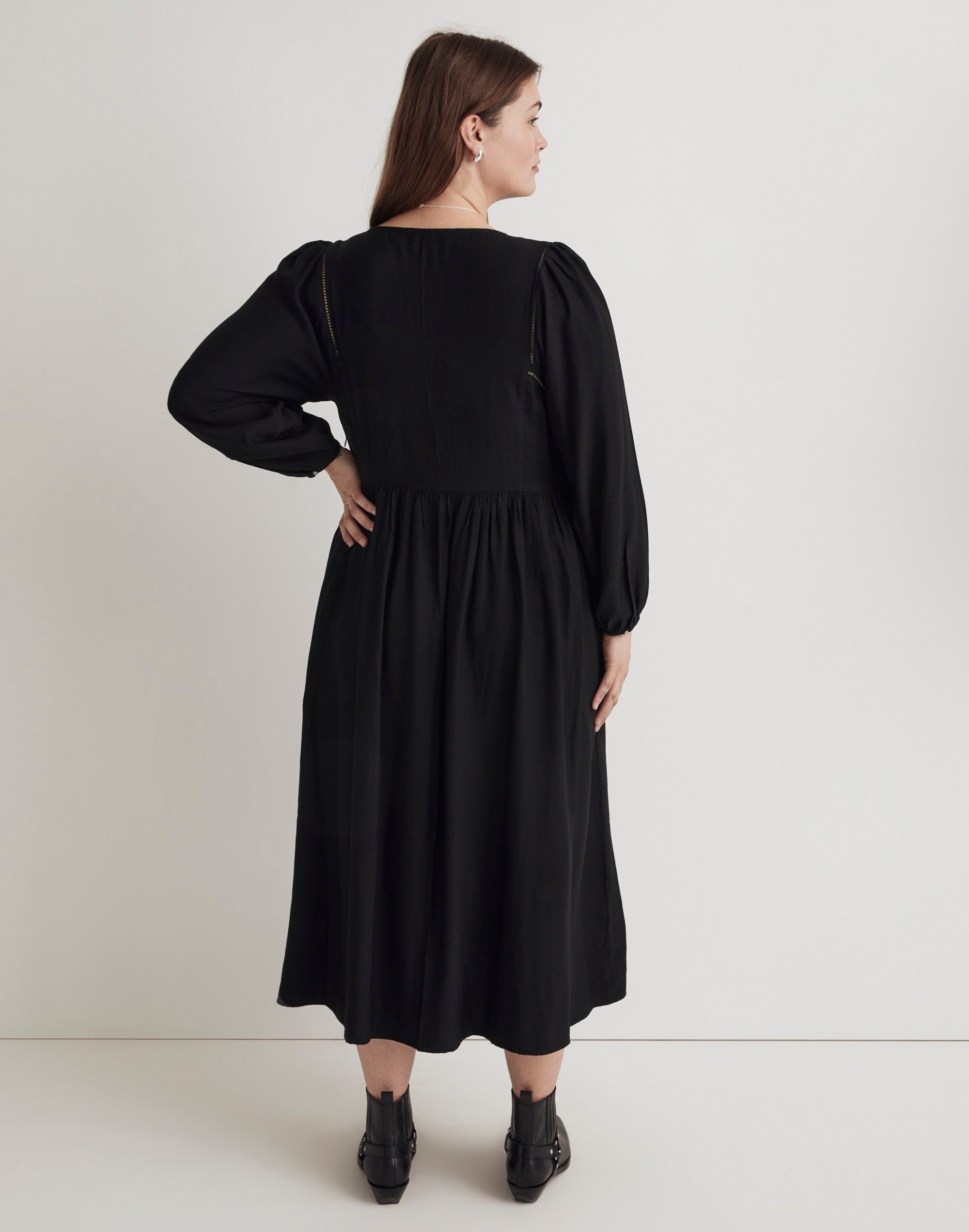 Plus V-Neck Empire Midi Dress