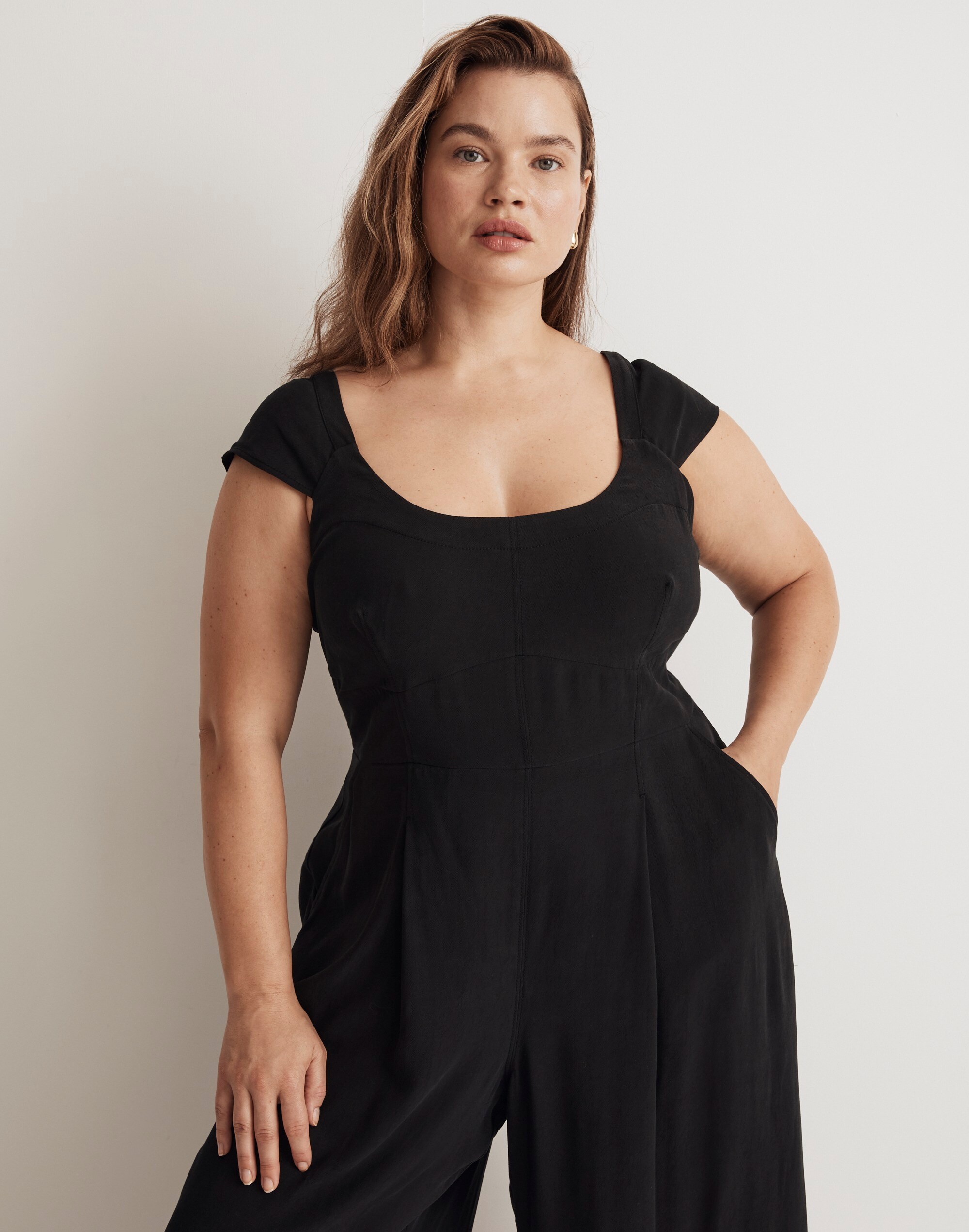 Plus Cap-Sleeve Crop Wide-Leg Jumpsuit | Madewell