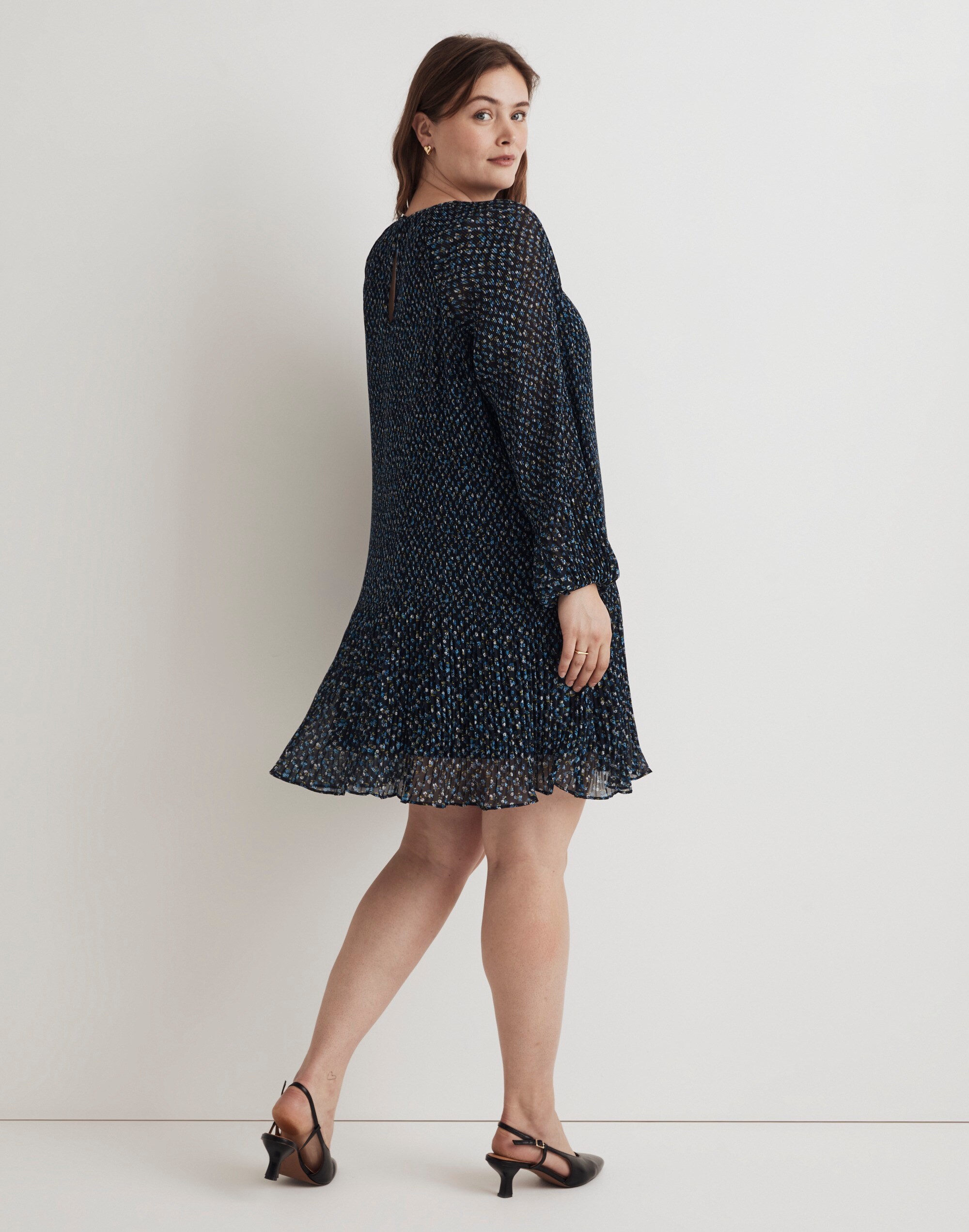 Plus Crinkle Georgette Mini Dress in Floral