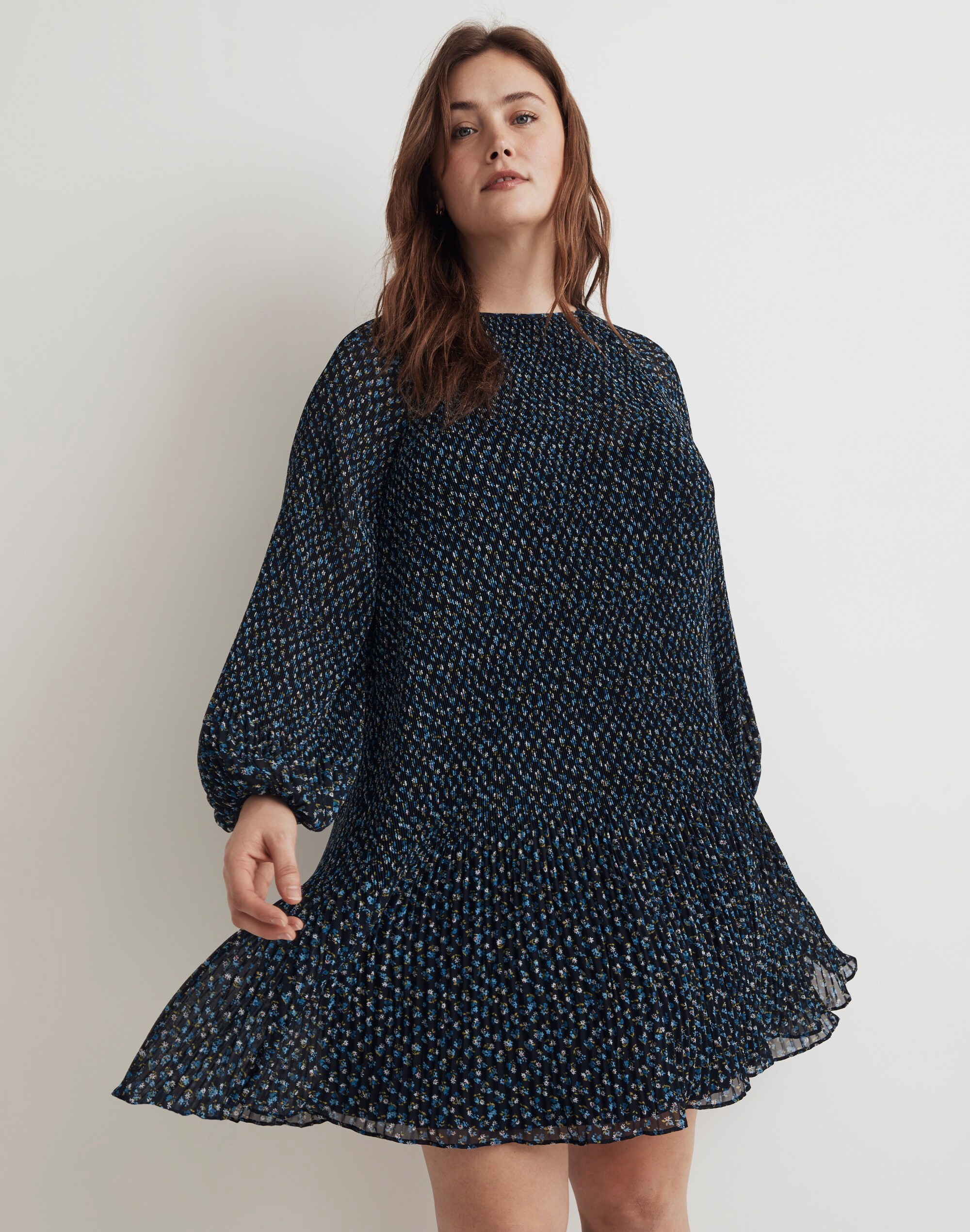 Plus Crinkle Georgette Mini Dress in Floral