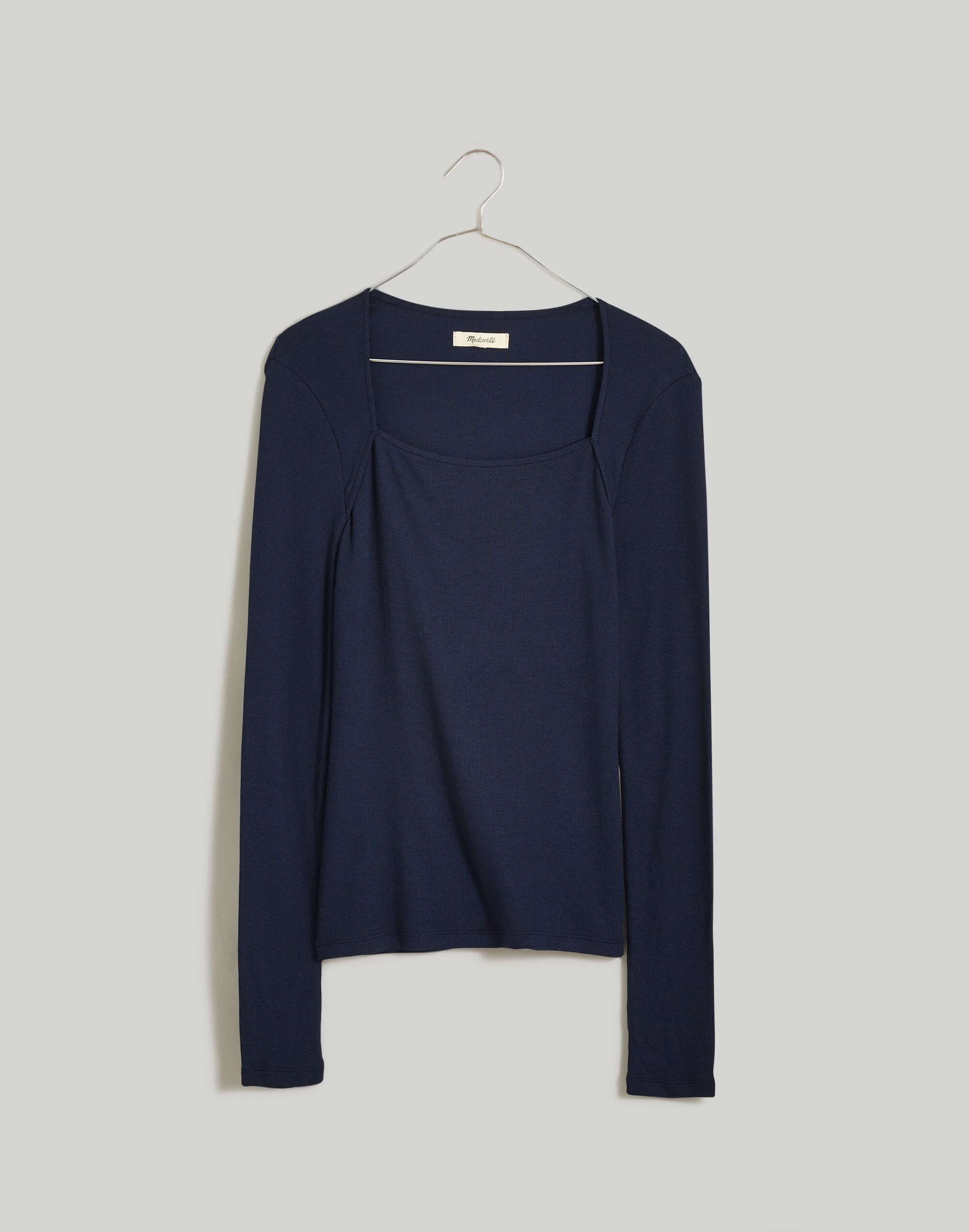 Angled-Neck Long-Sleeve Top