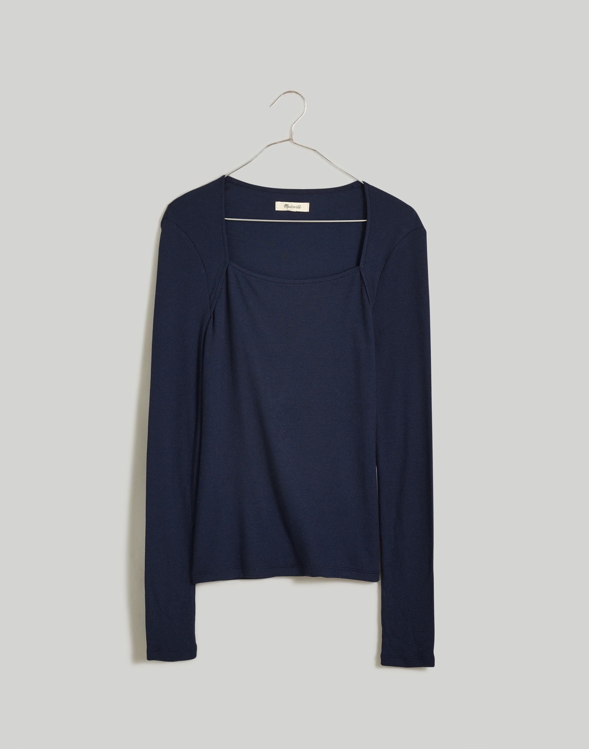 Mw Angled-neck Long-sleeve Top In Blue