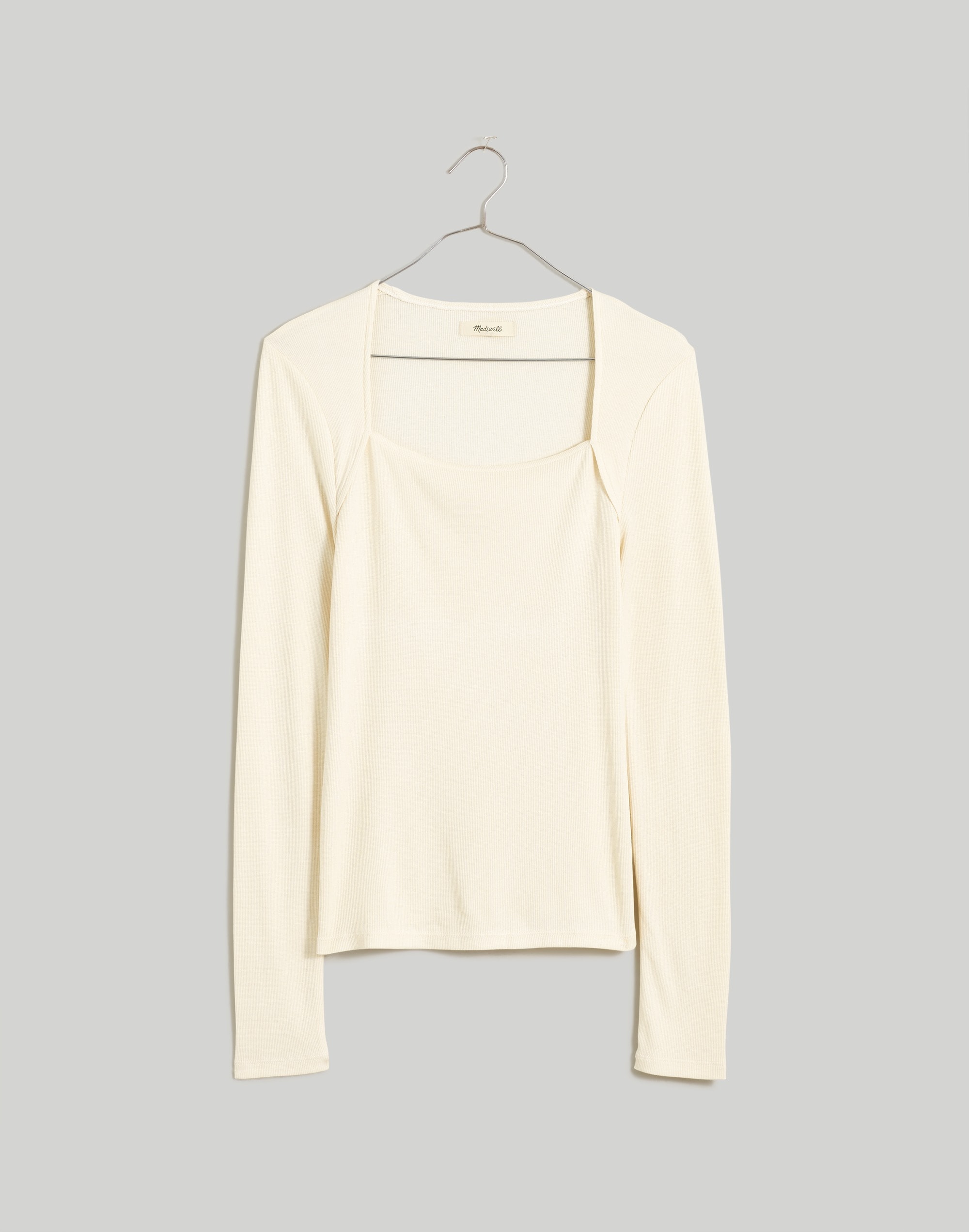 Angled-Neck Long-Sleeve Top