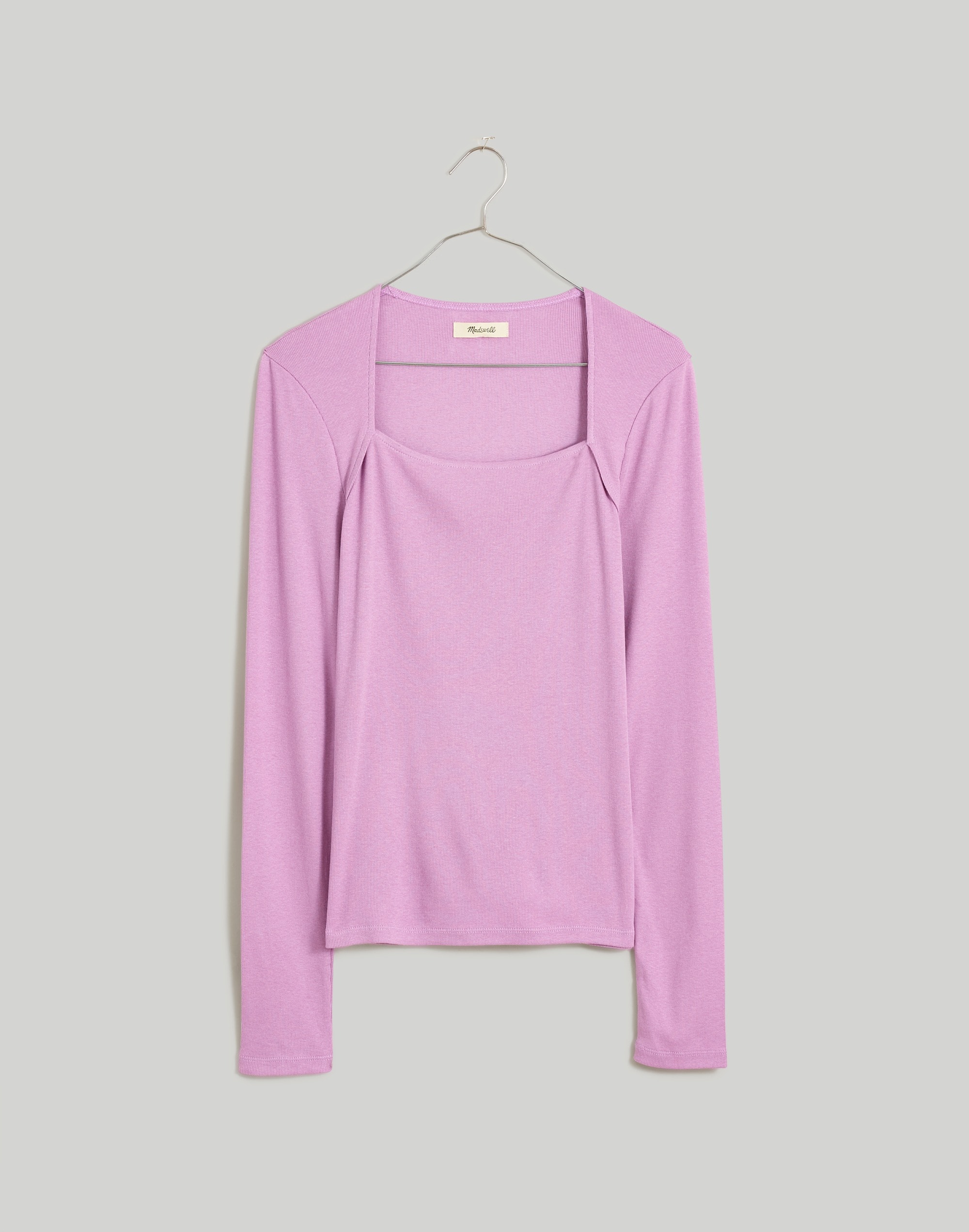 Mw Angled-neck Long-sleeve Top In Purple