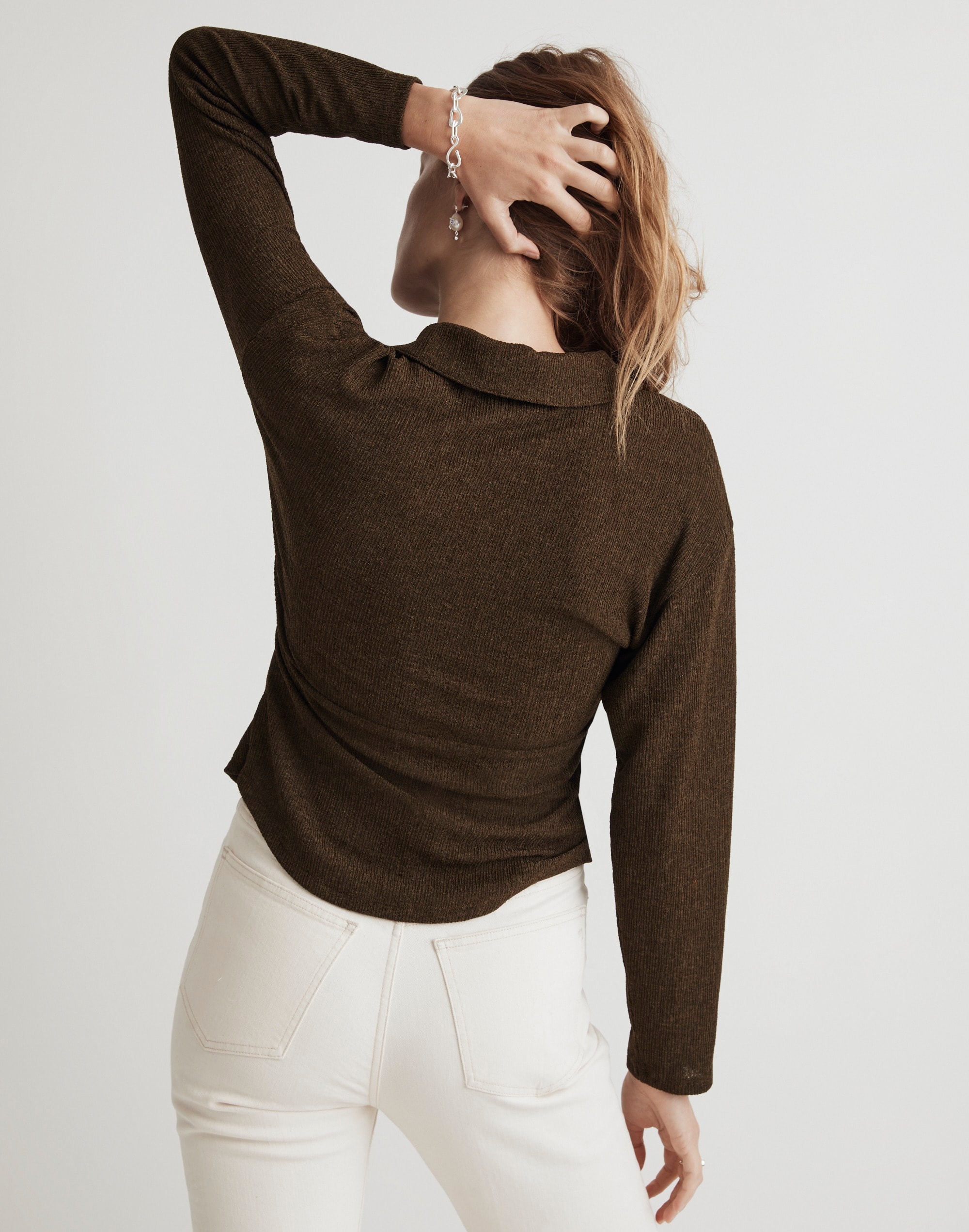 Twist-Front Long-Sleeve Top