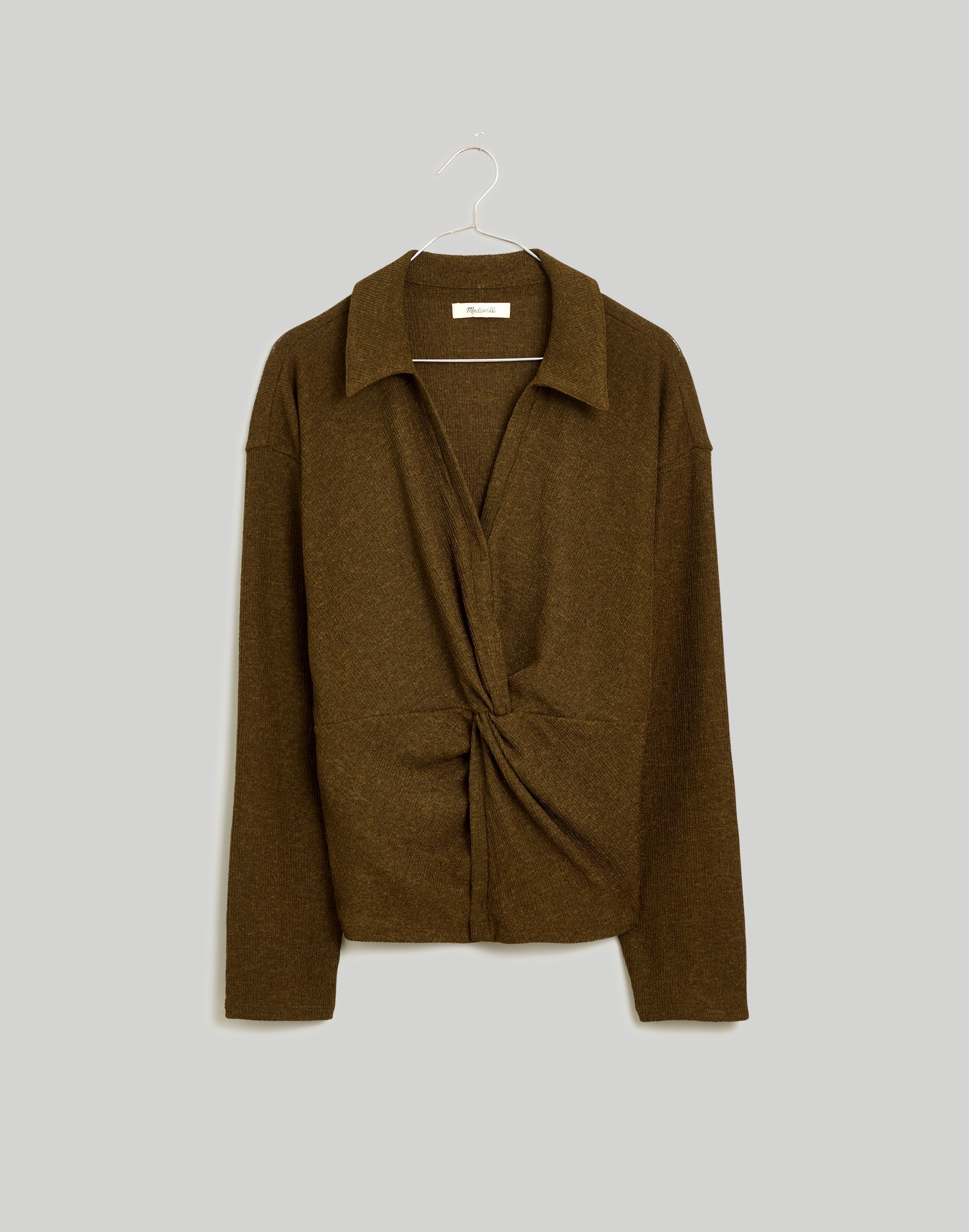 Twist-Front Long-Sleeve Top