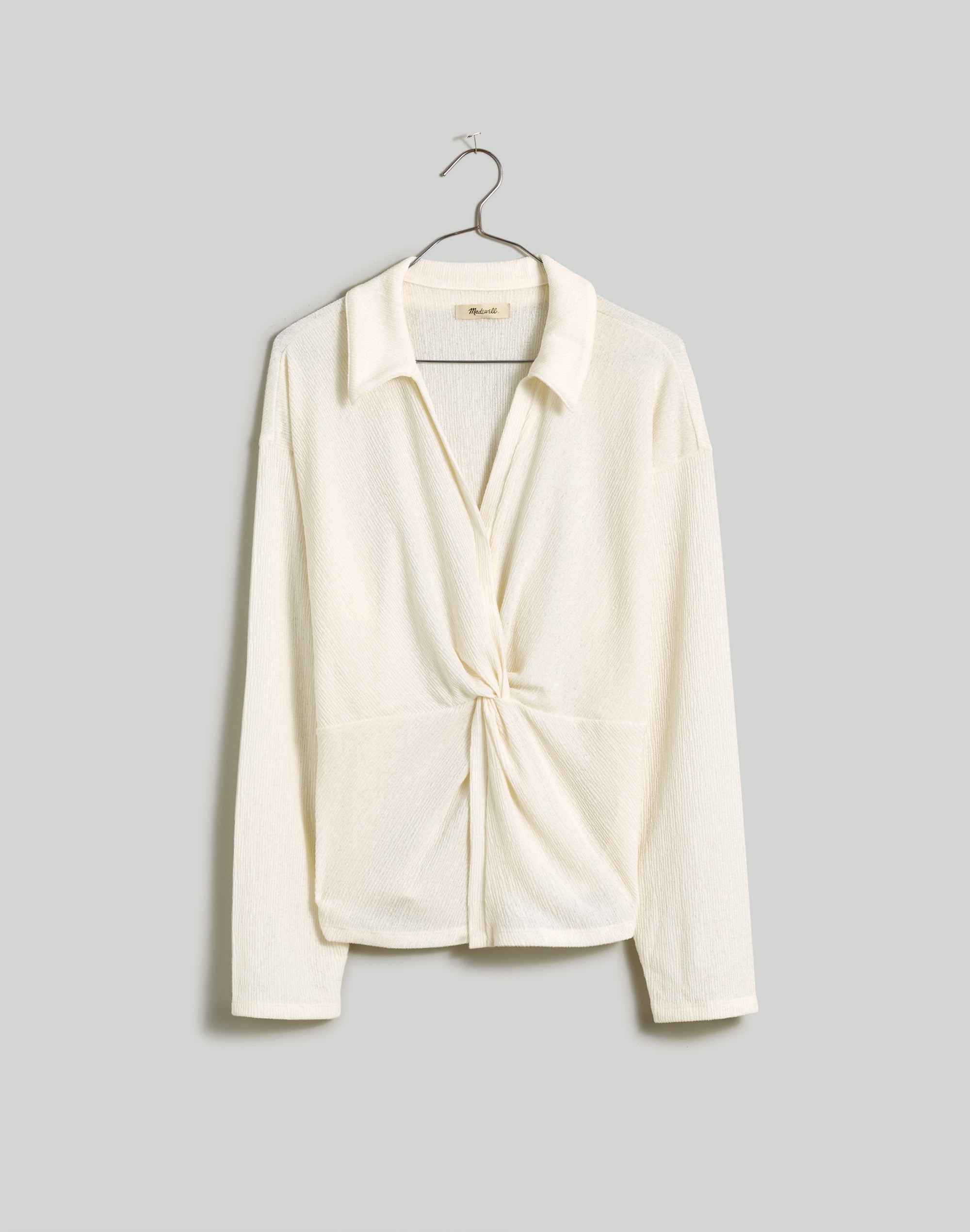 Twist-Front Long-Sleeve Top