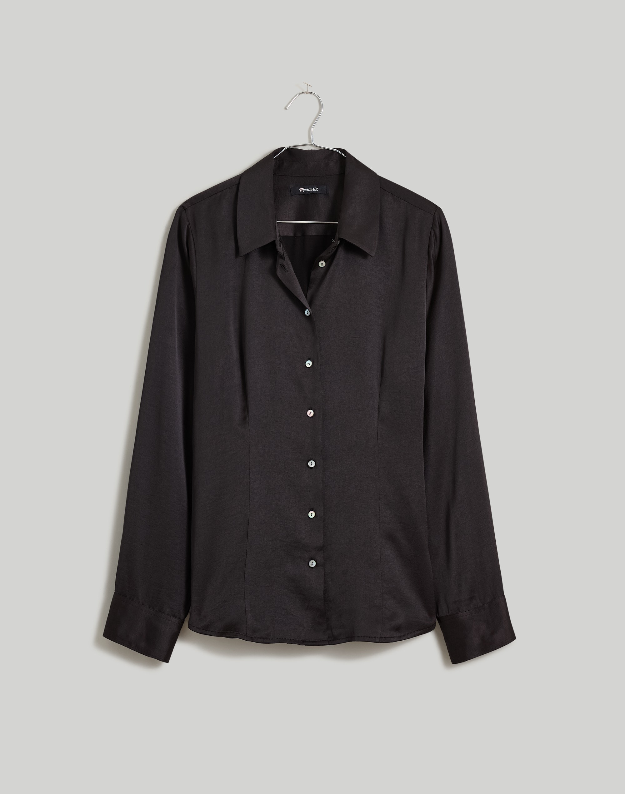 plus darted button-up shirt in satin