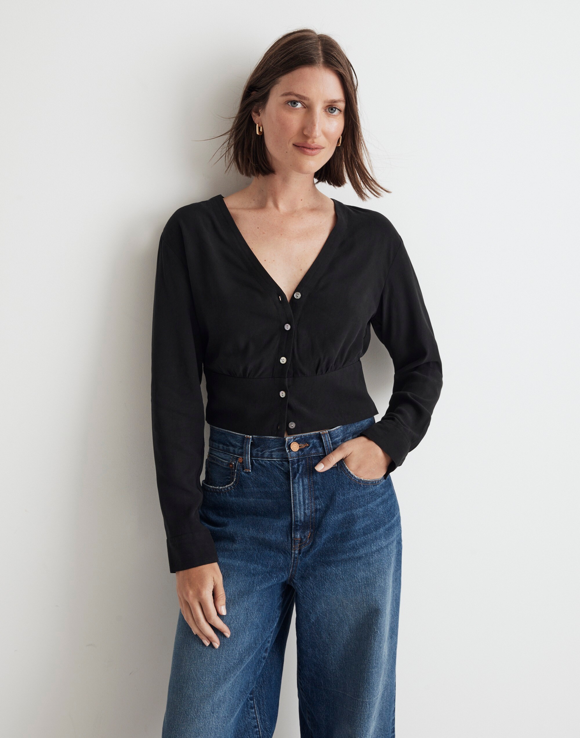 Lusterweave V-Neck Button-Front Shirt Alternate Image 1